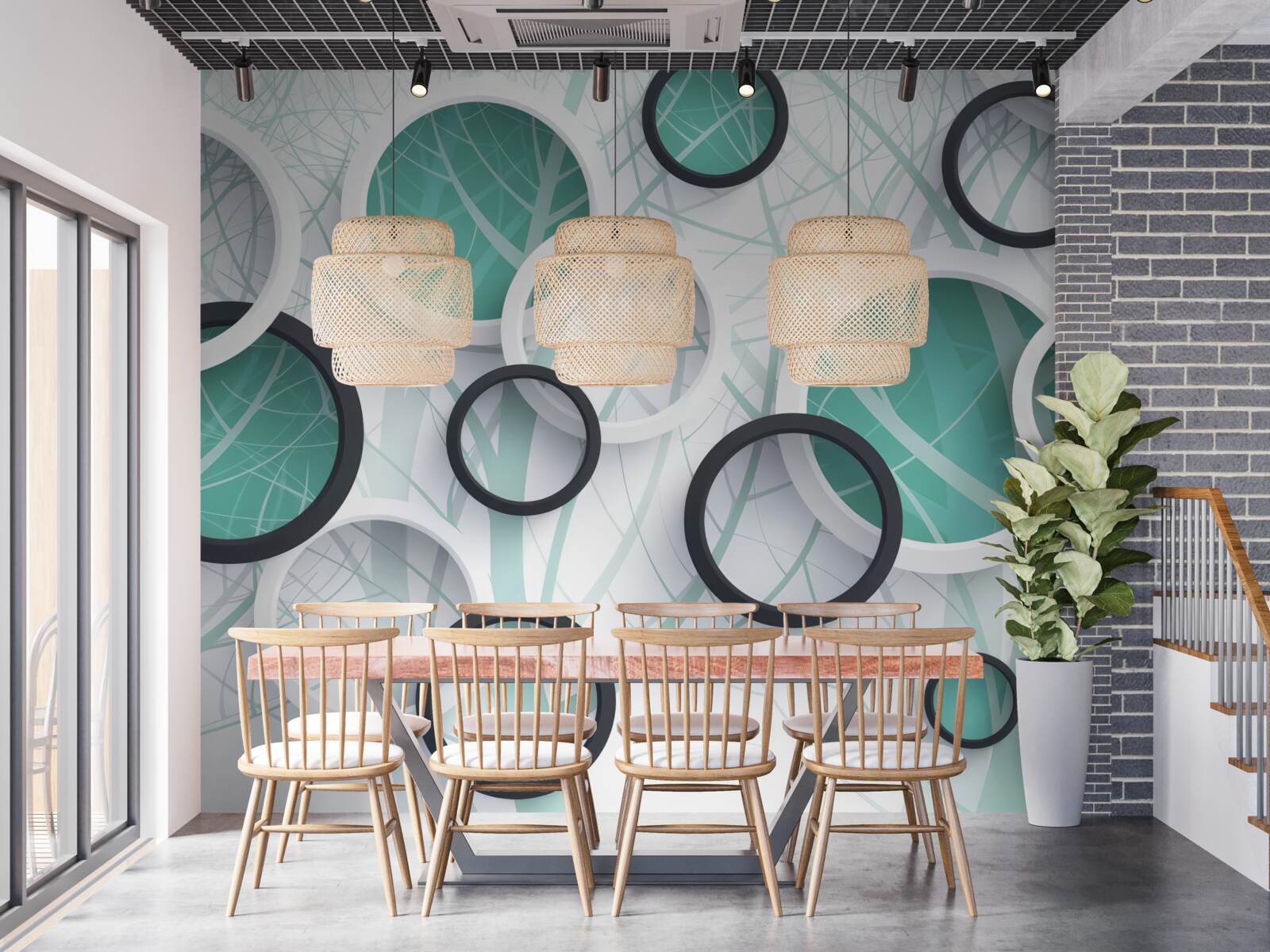 Фотошпалери об'ємні колеса в чорному та білому кольорах