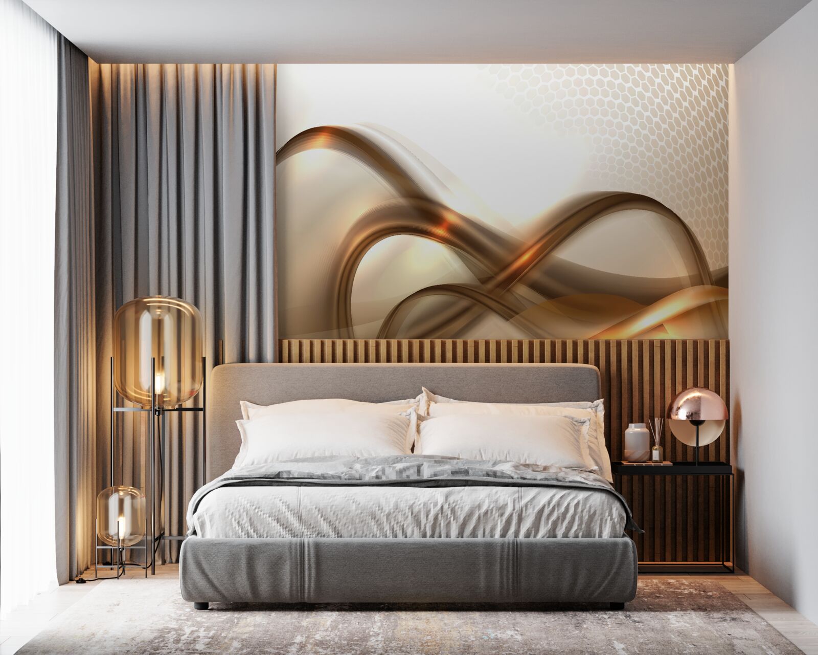 Фотошпалери лінії вигнуті, як золото