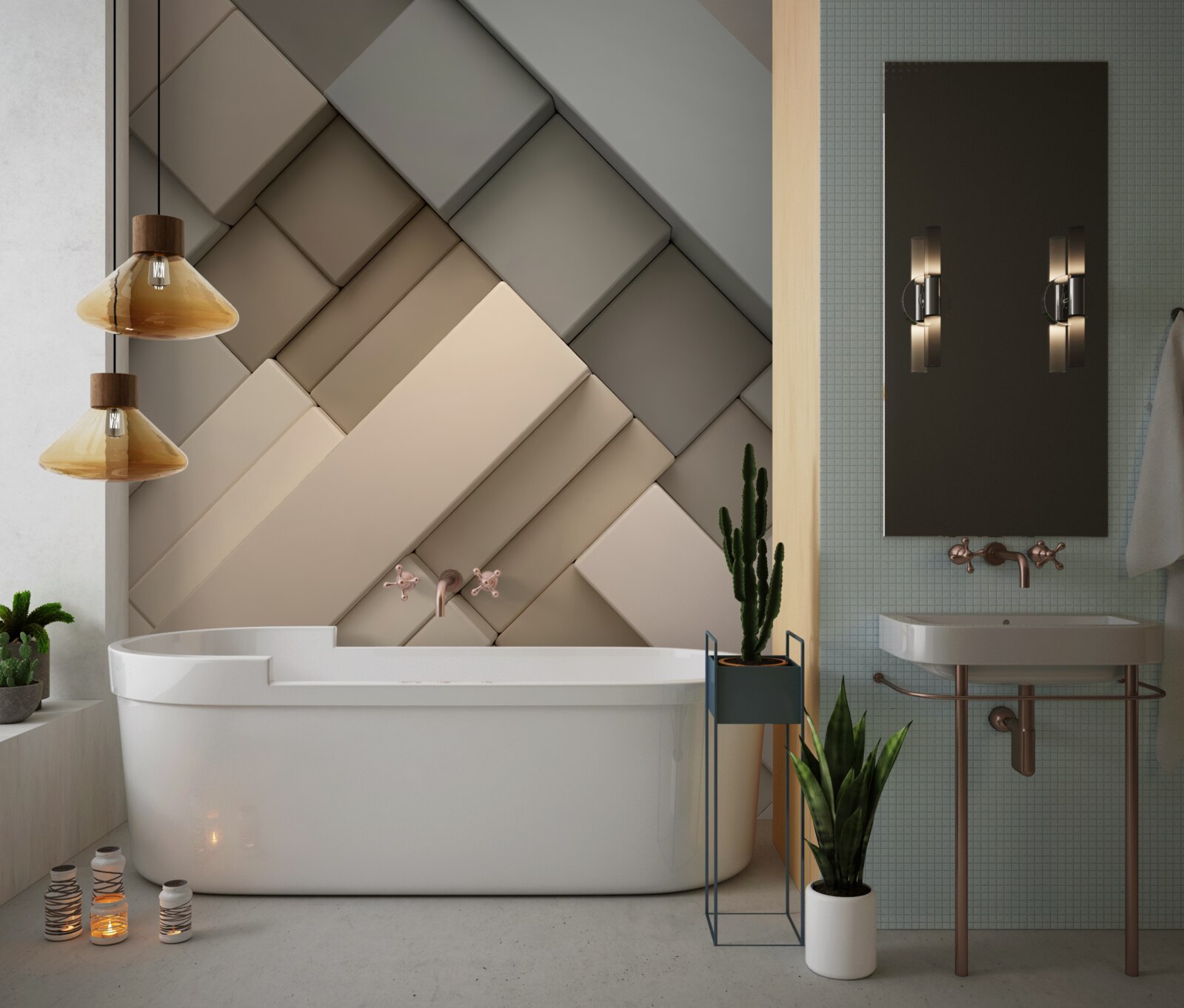 Фотошпалери легкі геометричні форми з об'ємом