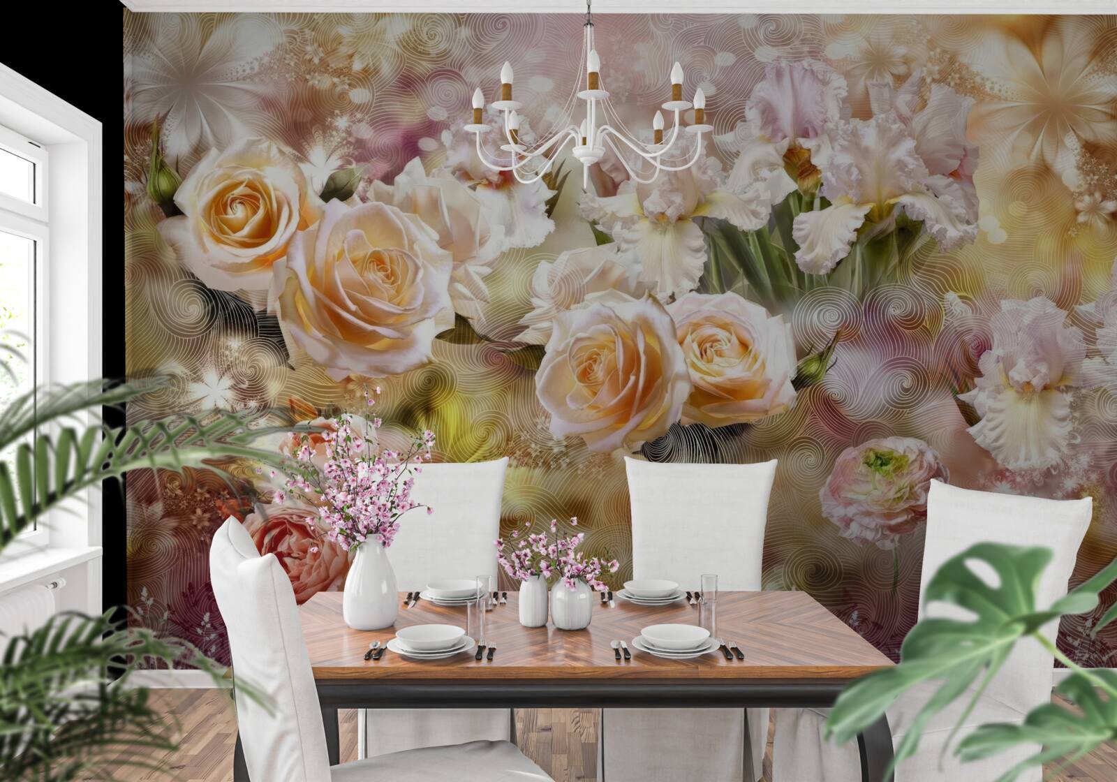 Фотошпалери кремові троянди