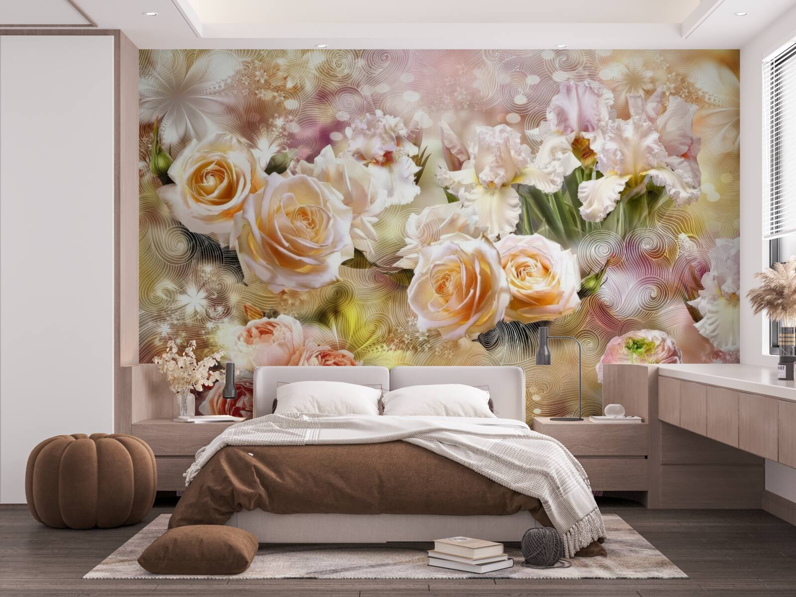 Фотошпалери кремові троянди