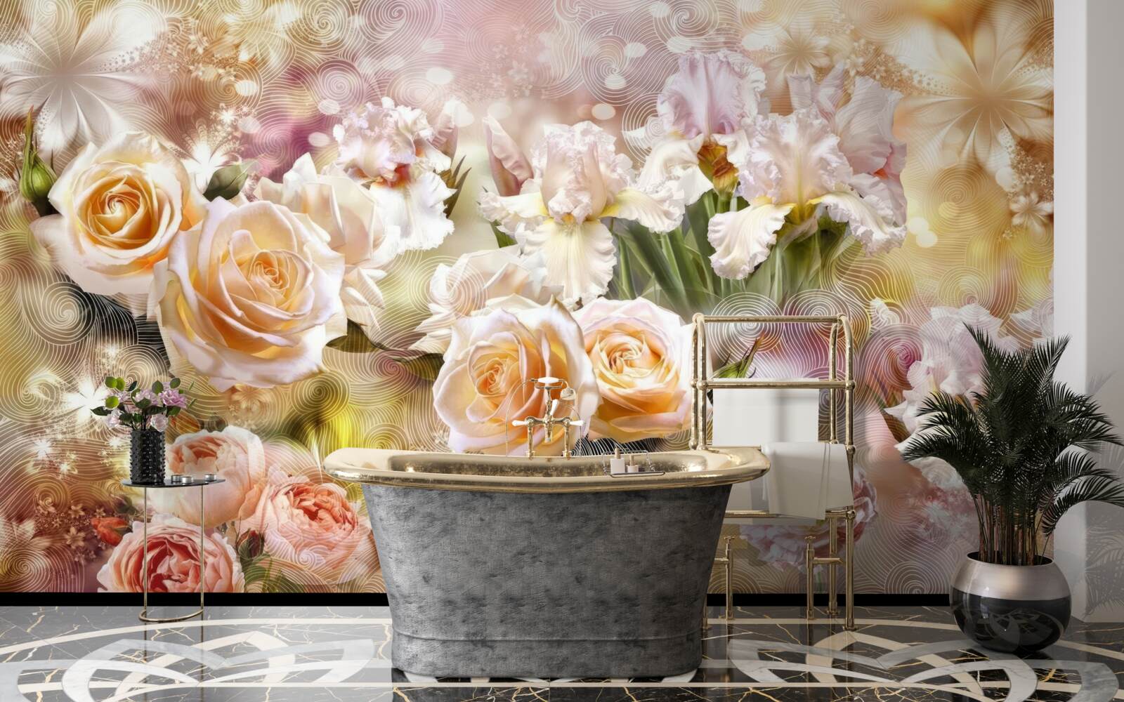 Фотошпалери кремові троянди