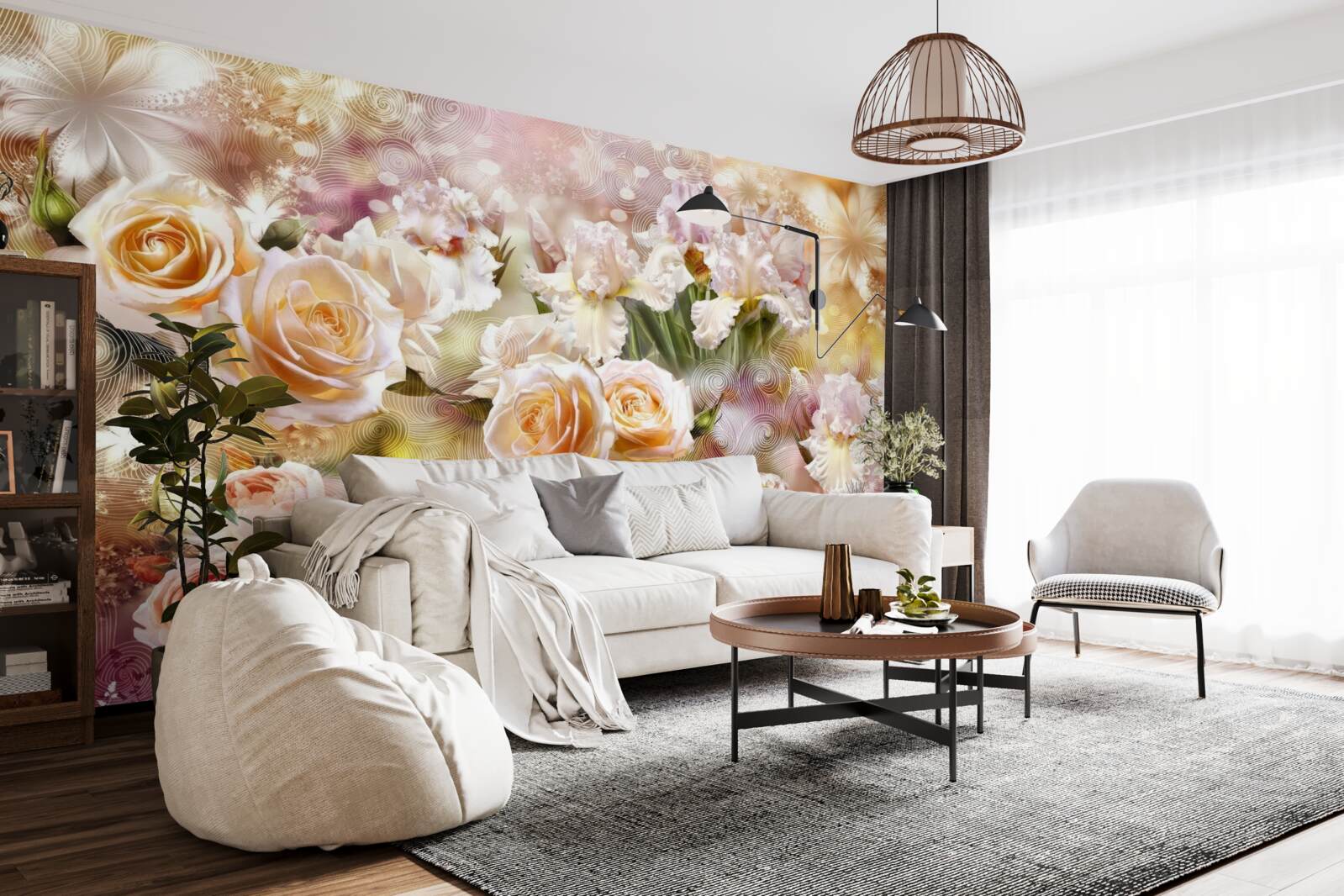 Фотошпалери кремові троянди