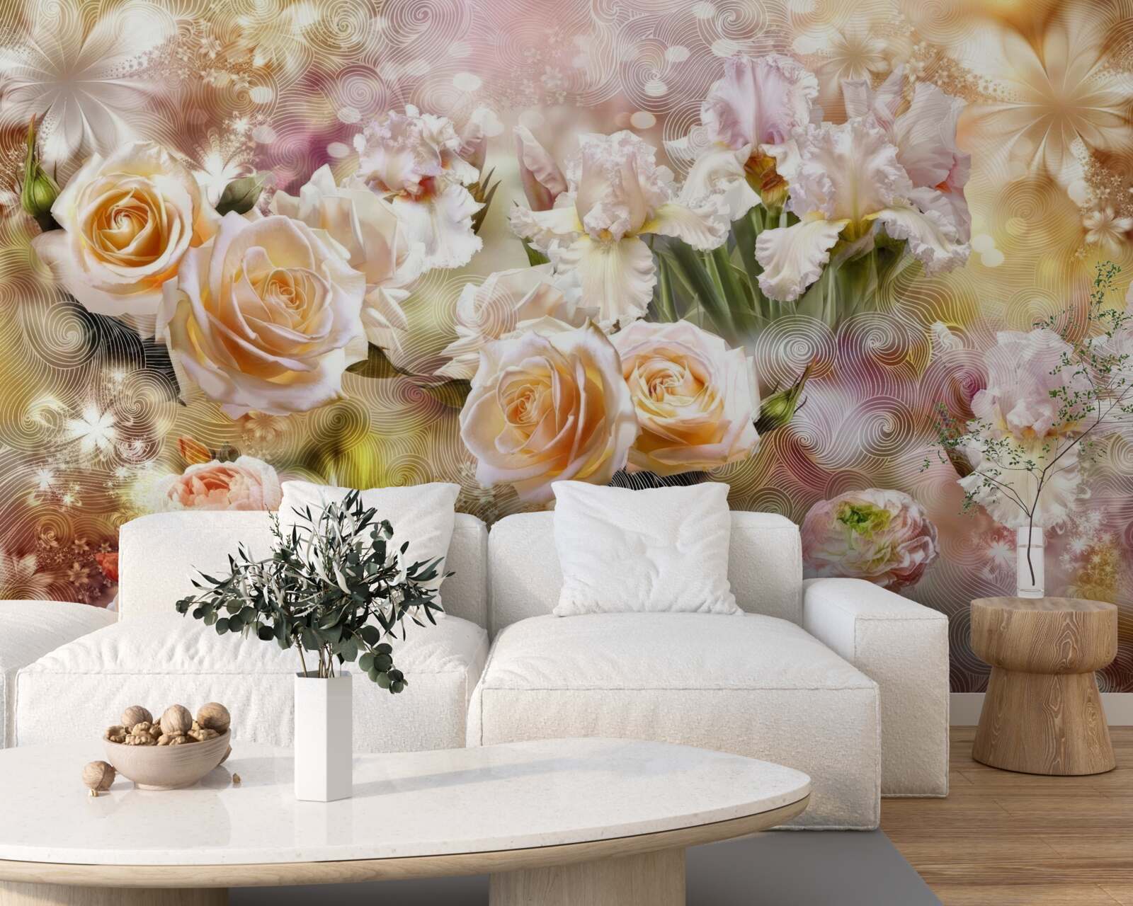 Фотошпалери кремові троянди