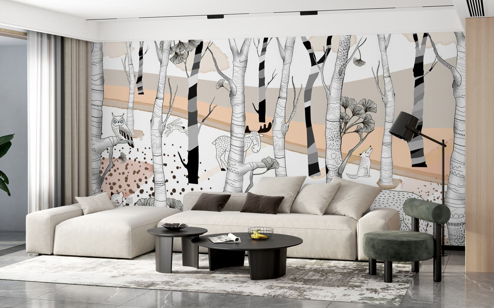 Фотошпалери зображували тварин серед дерев