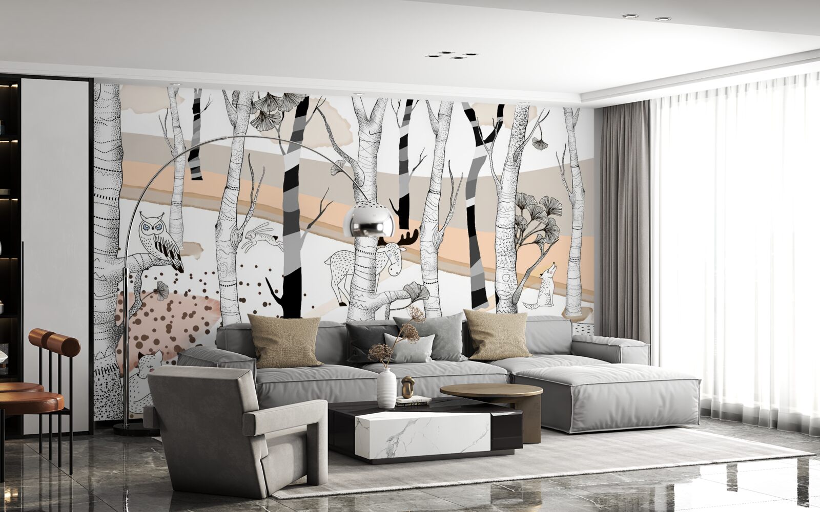 Фотошпалери зображували тварин серед дерев