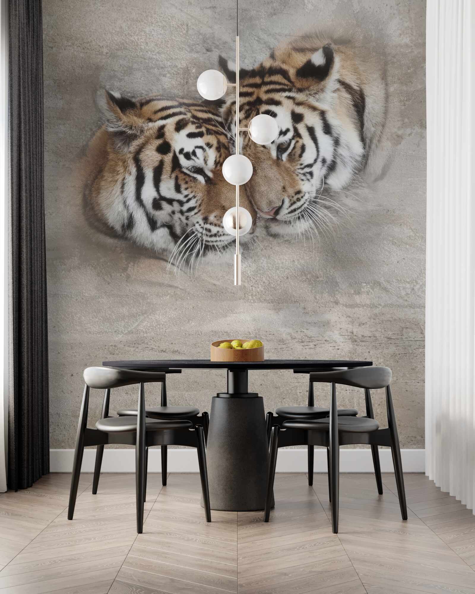 Фотошпалери два тигри вчепилися один в одного