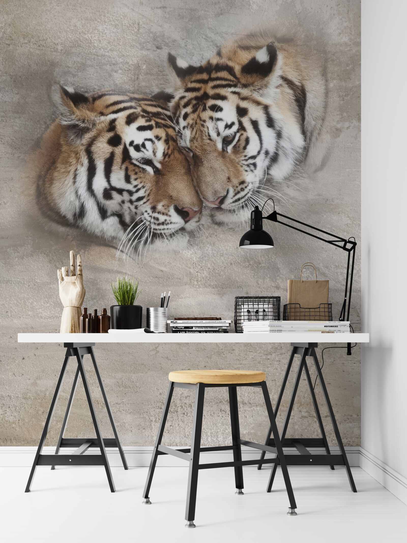 Фотошпалери два тигри вчепилися один в одного