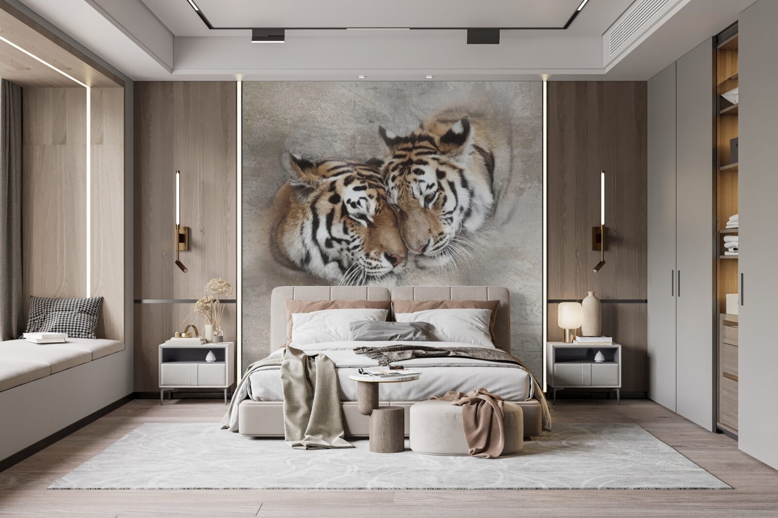 Фотошпалери два тигри вчепилися один в одного