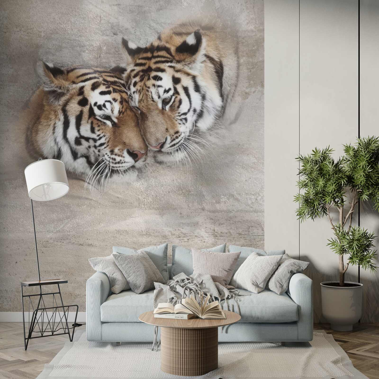 Фотошпалери два тигри вчепилися один в одного