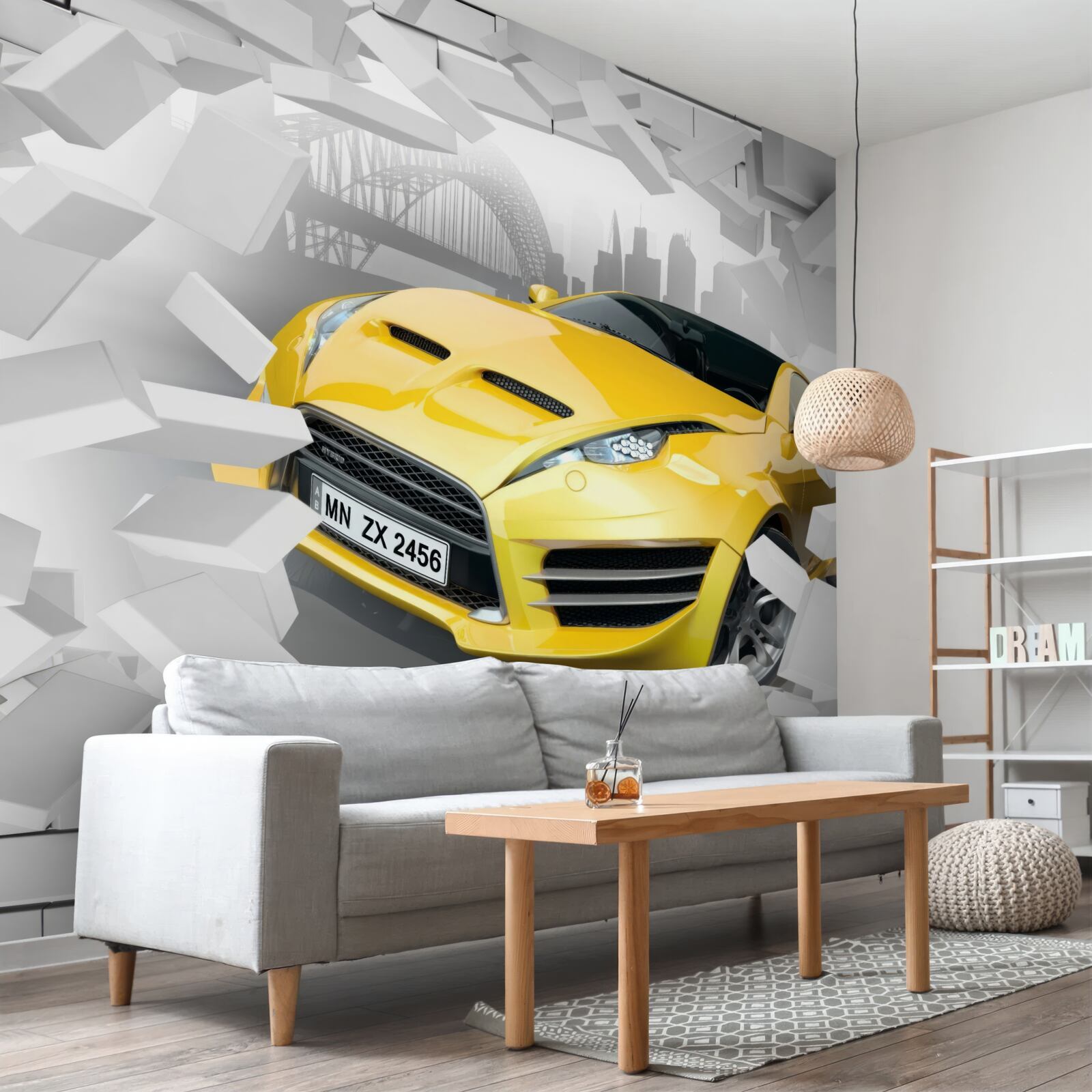 Фотошпалери Жовтий спортивний автомобіль