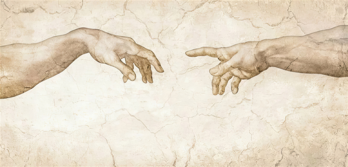 Фотошпалери дві витягнуті руки назустріч одна одній