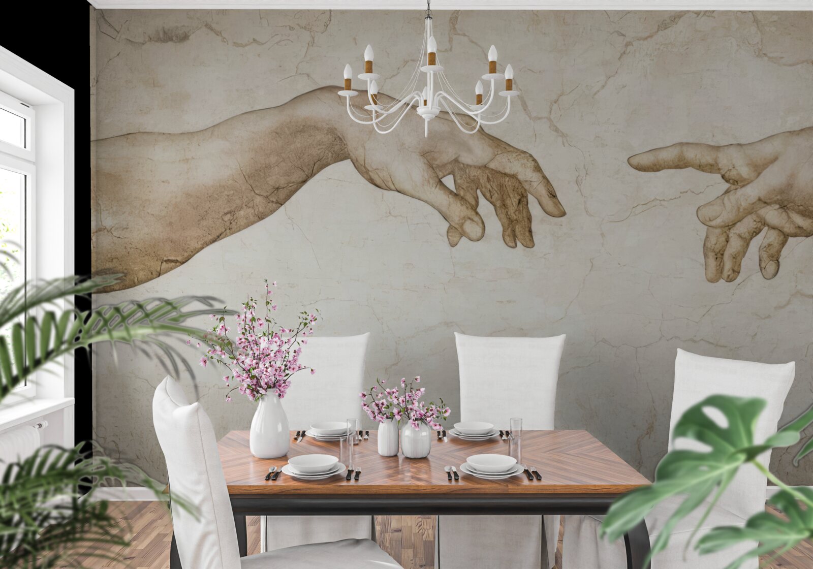 Фотошпалери дві витягнуті руки назустріч одна одній