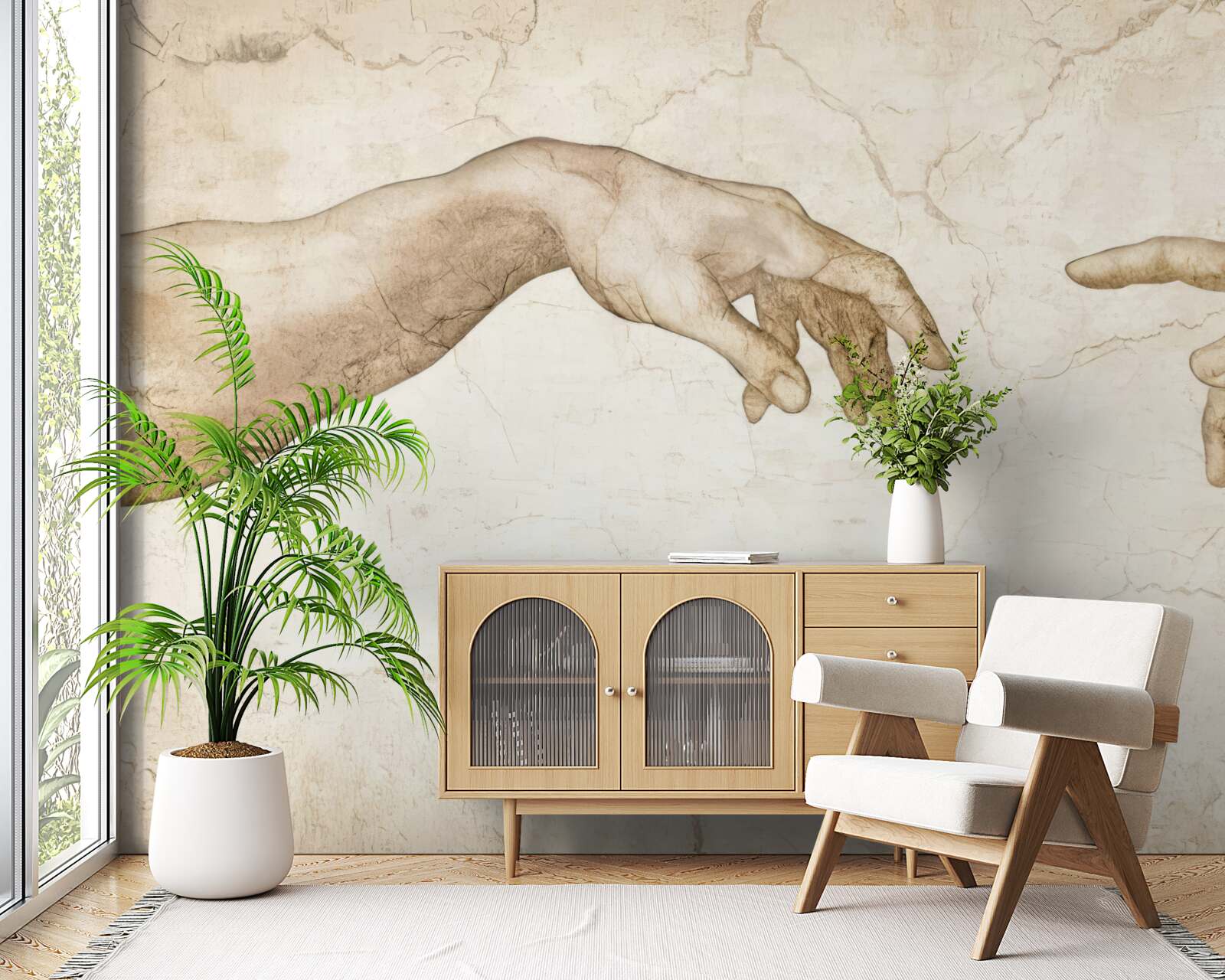 Фотошпалери дві витягнуті руки назустріч одна одній