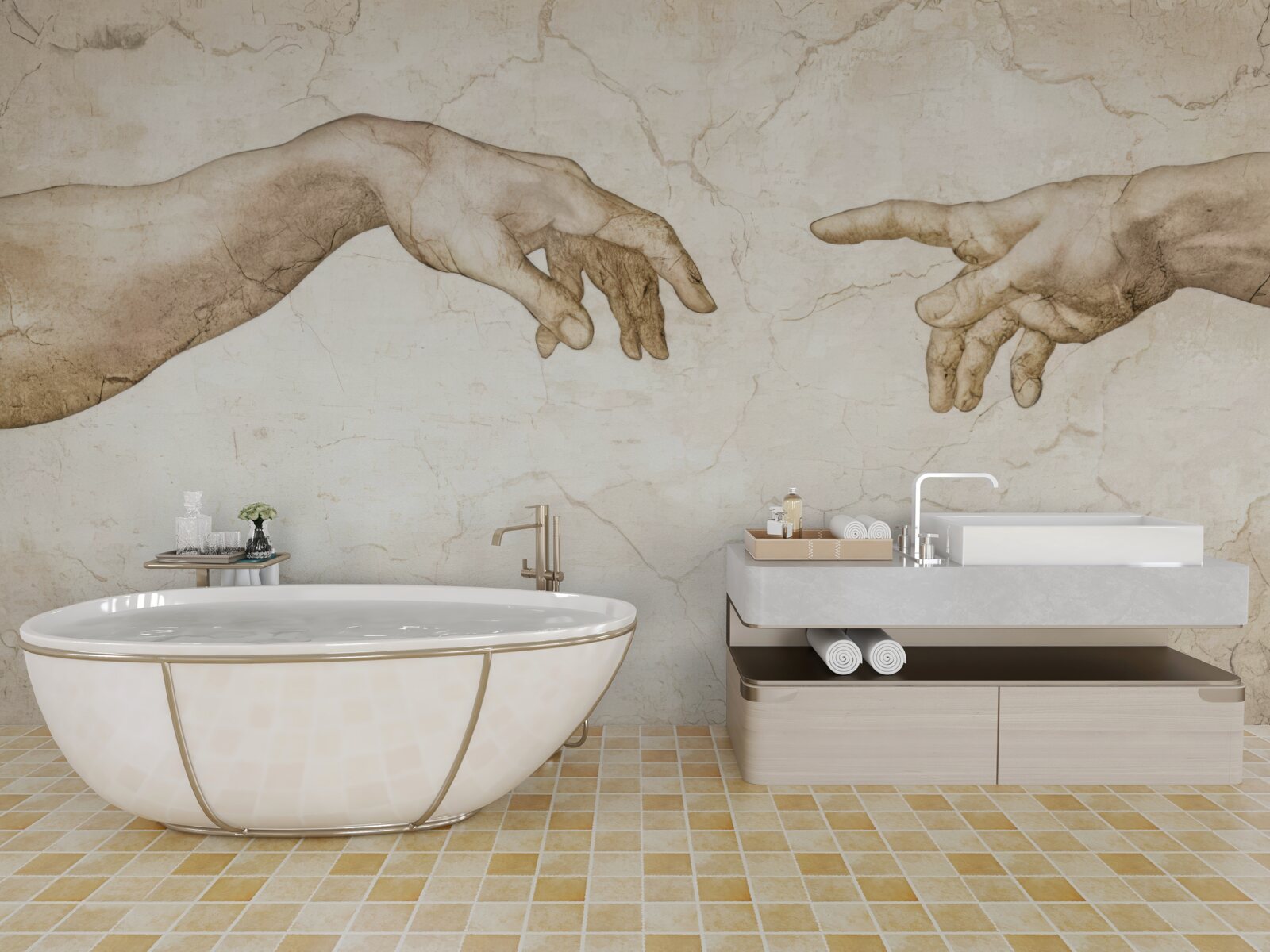 Фотошпалери дві витягнуті руки назустріч одна одній