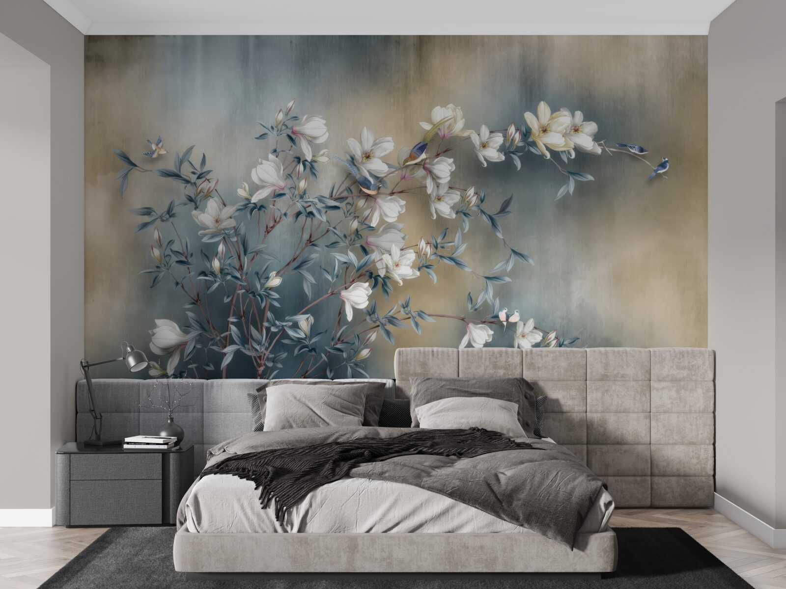 Фотошпалери гілка, вкрита білими квітами