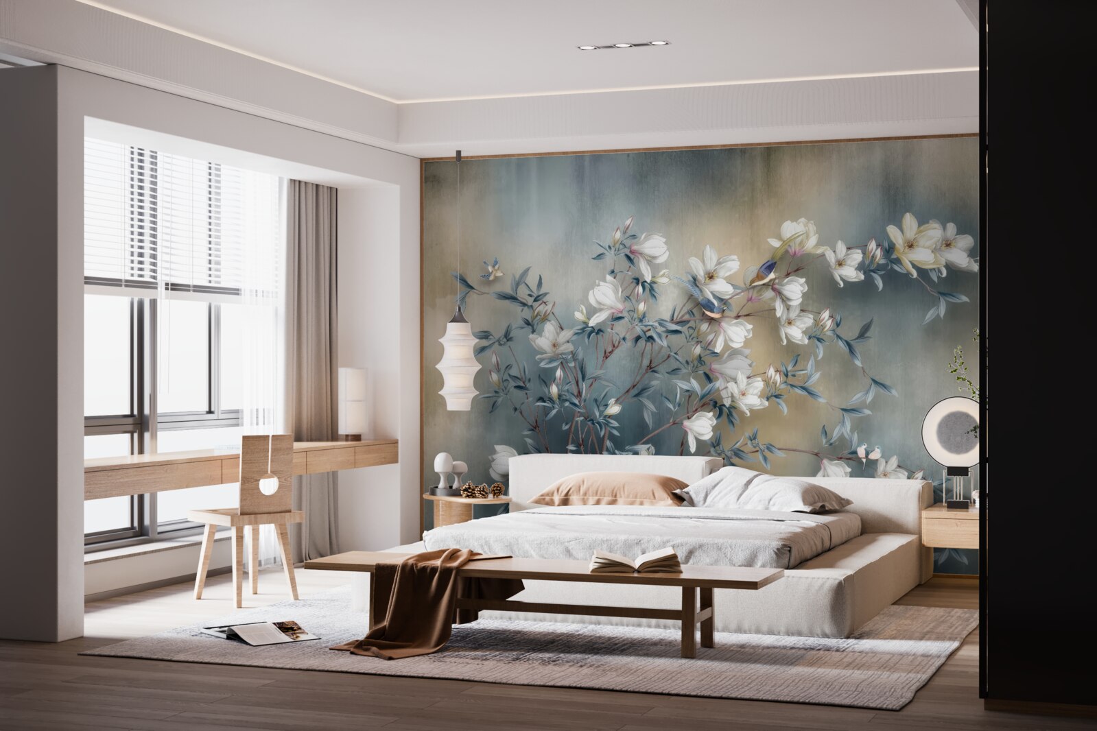 Фотошпалери гілка, вкрита білими квітами