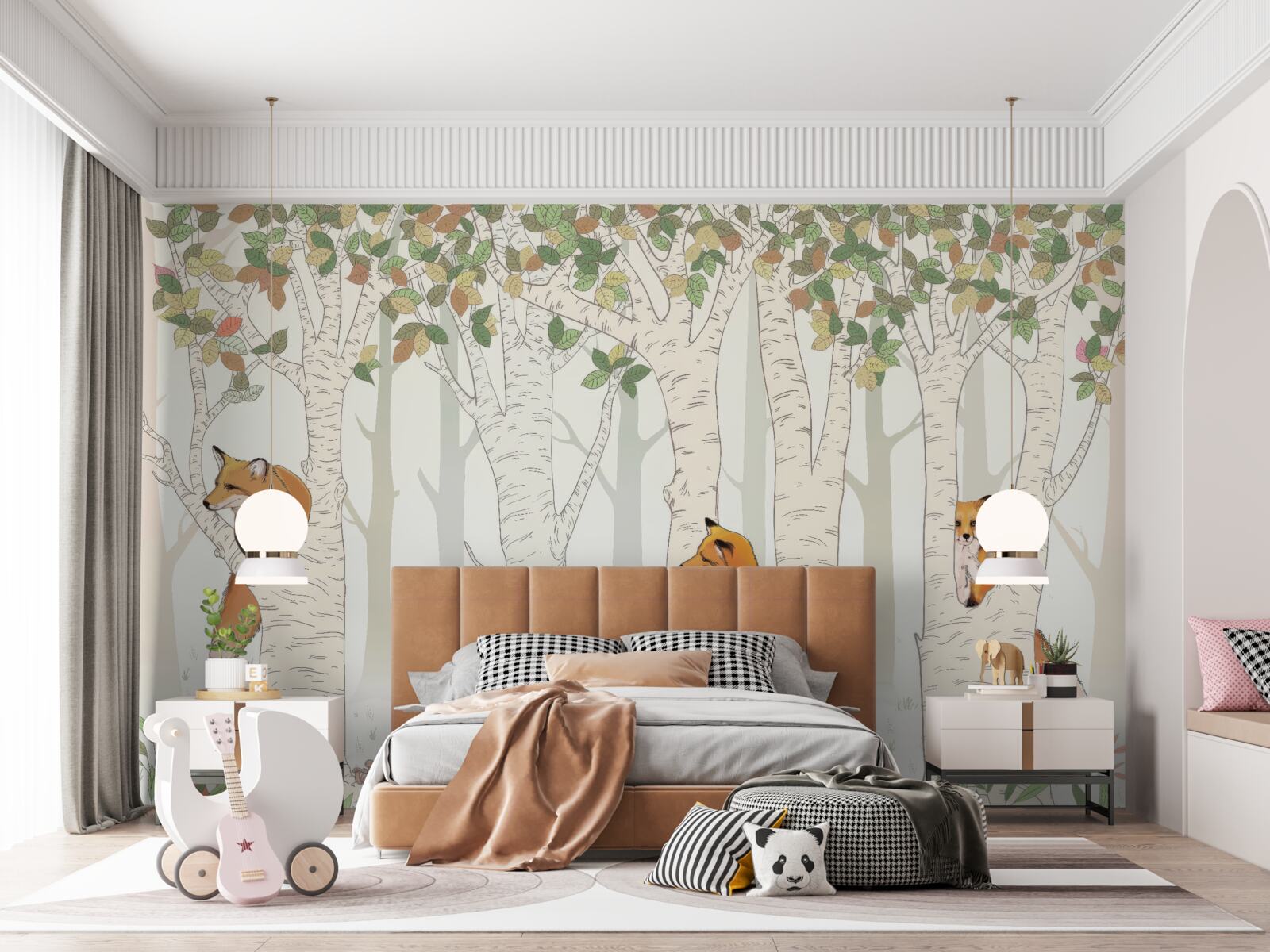 Фотошпалери лисиці серед гілок дерев