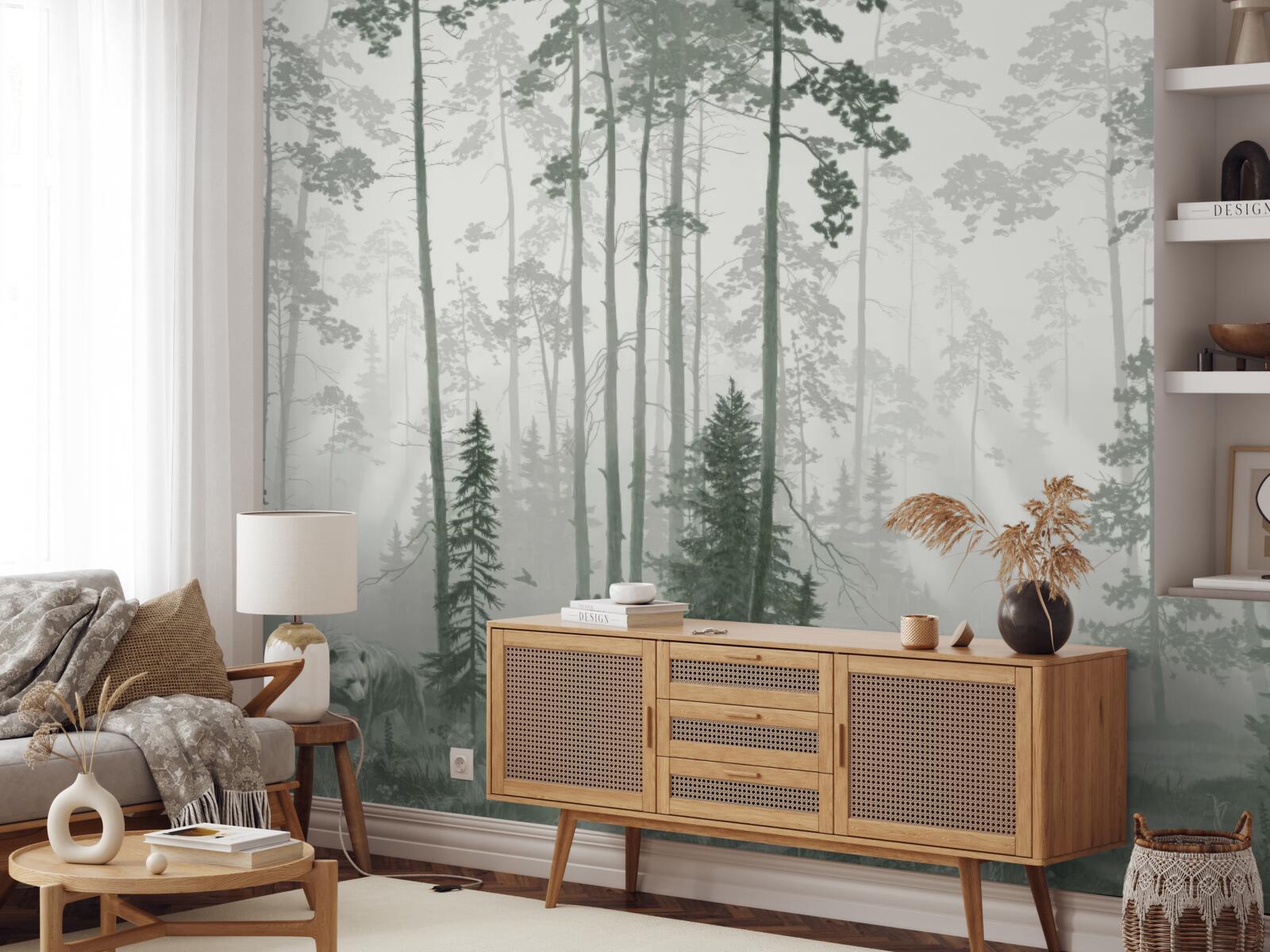 Фотошпалери ведмеді в задимленому лісі