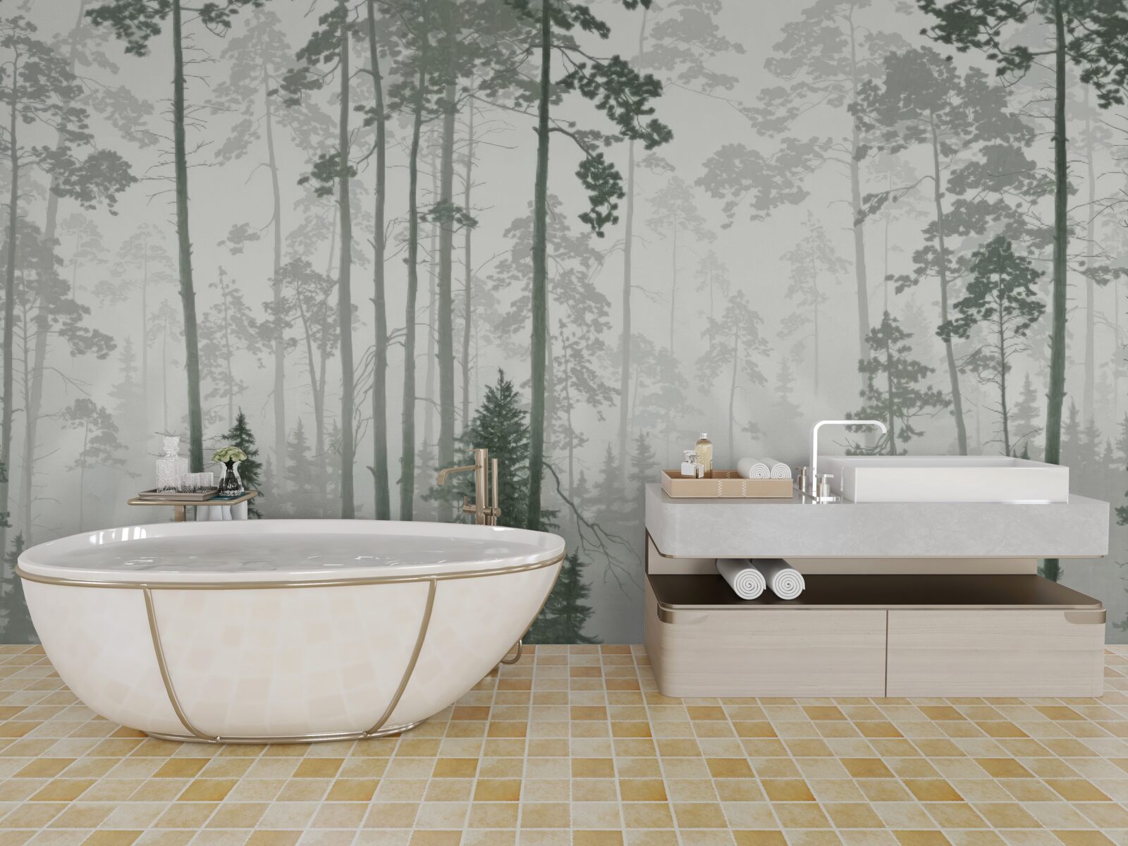 Фотошпалери ведмеді в задимленому лісі