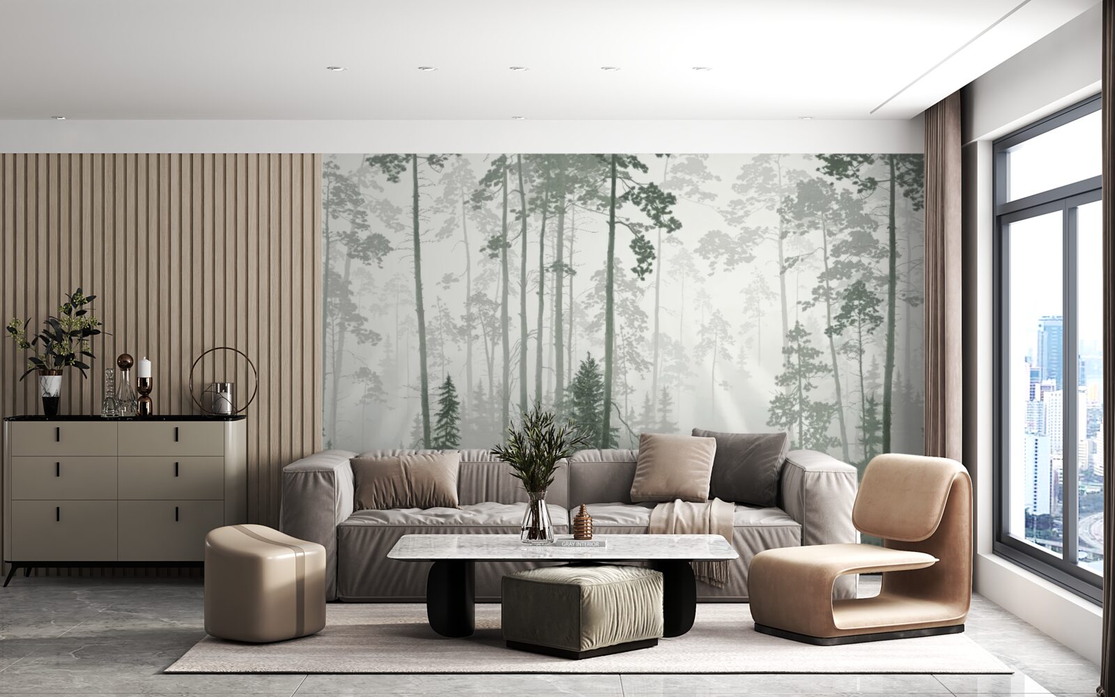 Фотошпалери ведмеді в задимленому лісі