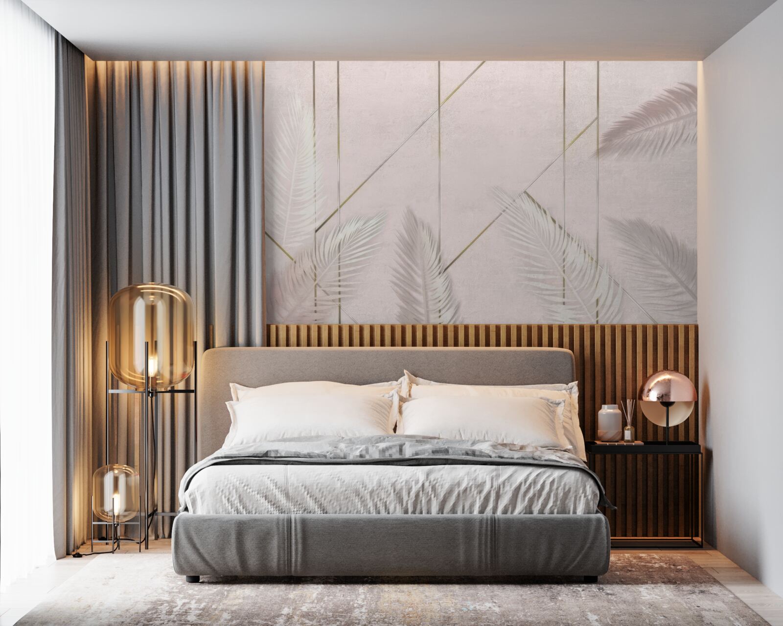 Фотошпалери світлий фон з листям