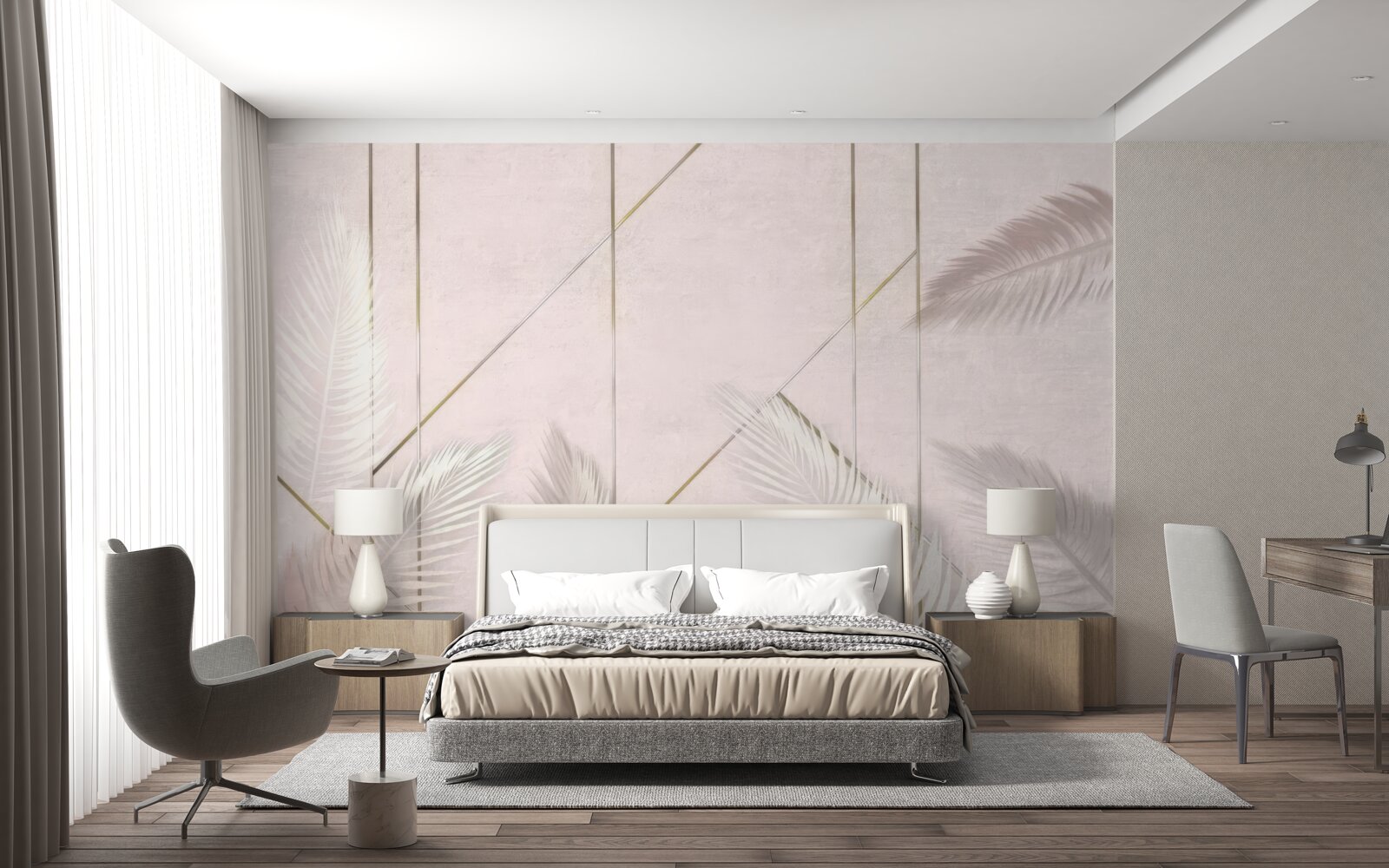 Фотошпалери світлий фон з листям