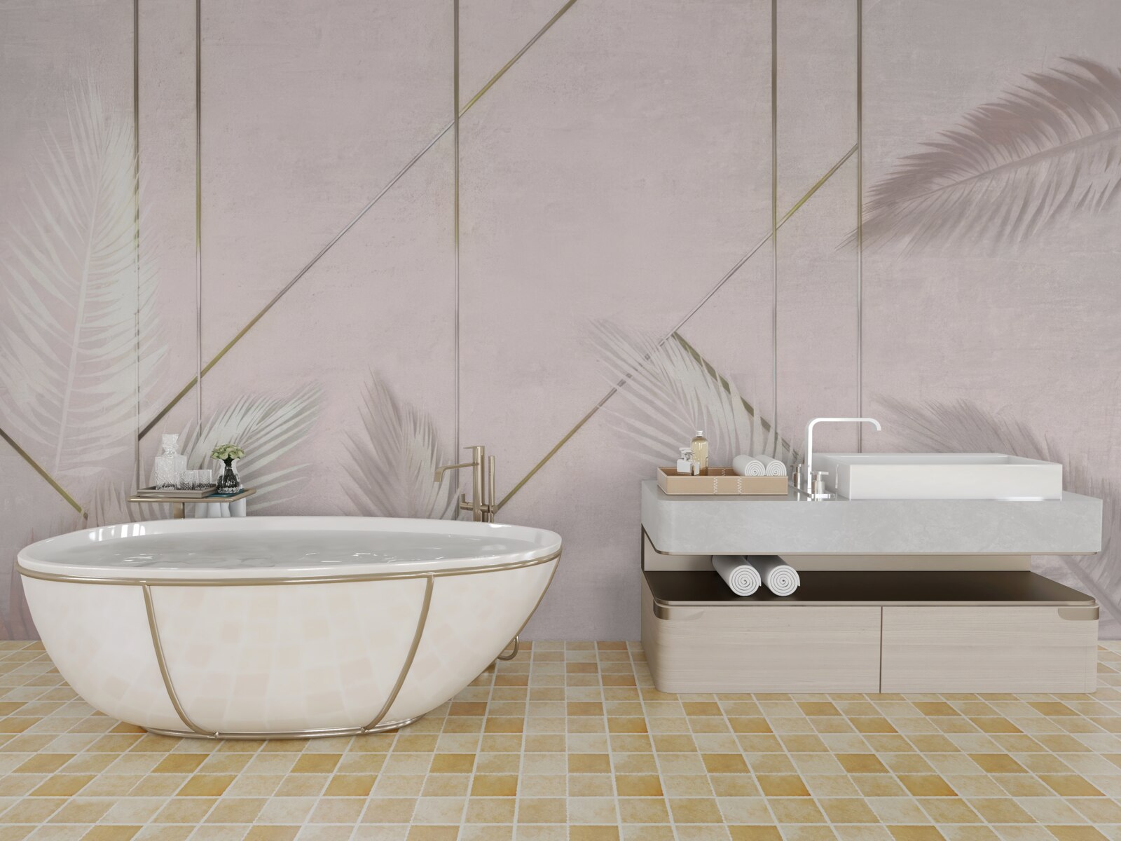 Фотошпалери світлий фон з листям