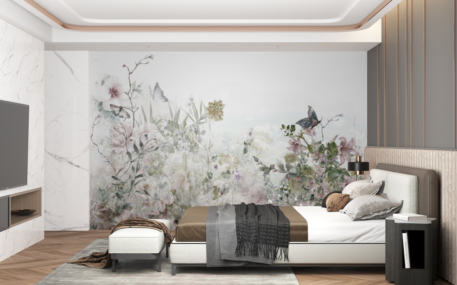 Фотошпалери рослини, на яких сидять метелики