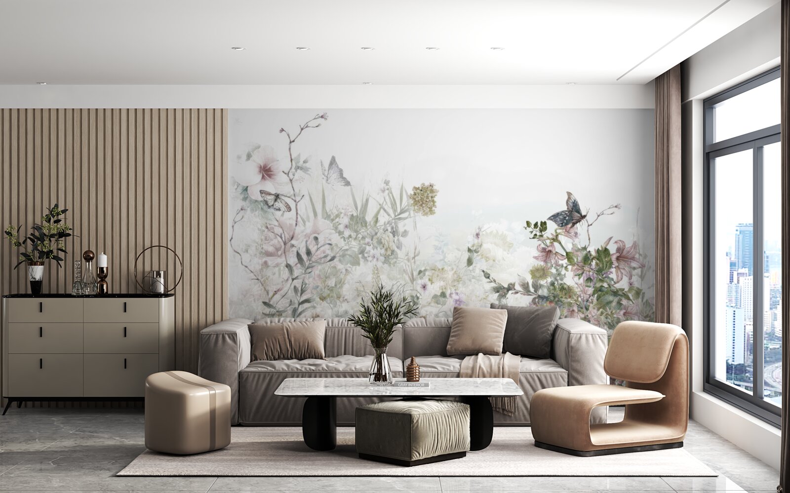 Фотошпалери рослини, на яких сидять метелики