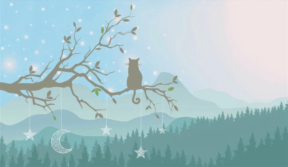 Фотошпалери самотнє кошеня сидить на гілці дерева