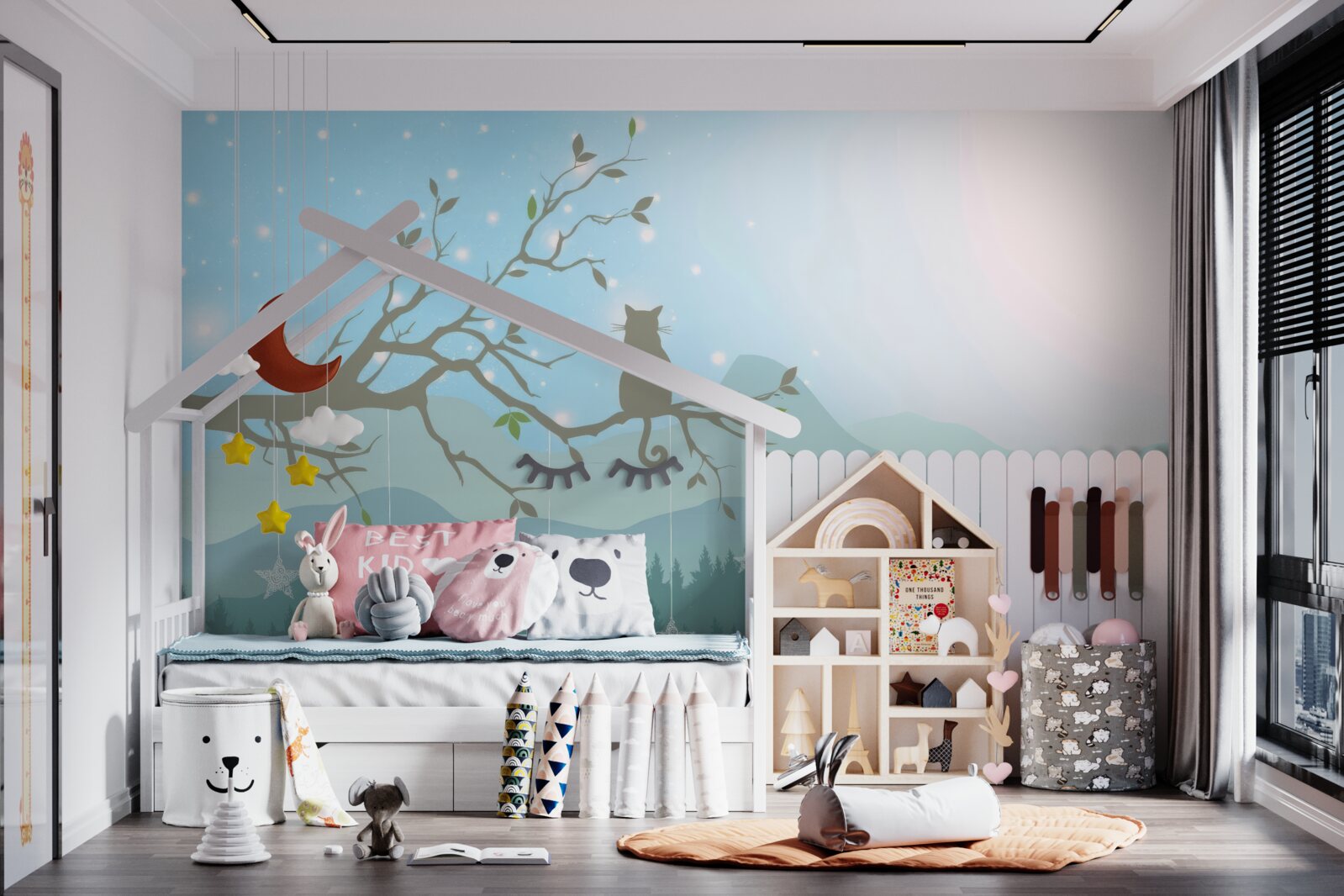 Фотошпалери самотнє кошеня сидить на гілці дерева