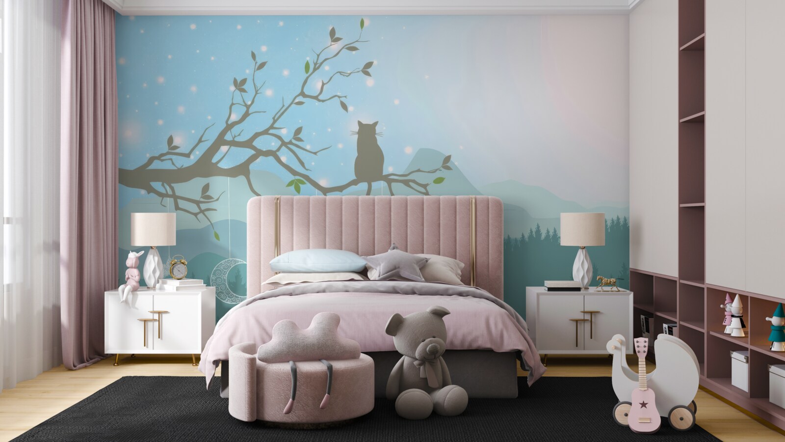 Фотошпалери самотнє кошеня сидить на гілці дерева