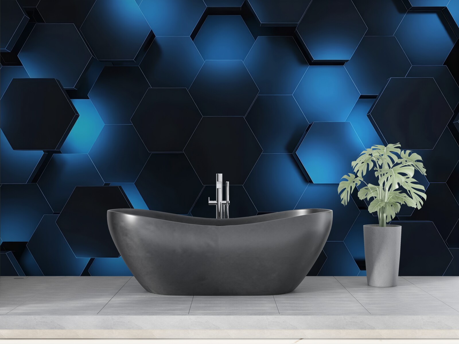 Фотошпалери шестикутники темно-сині