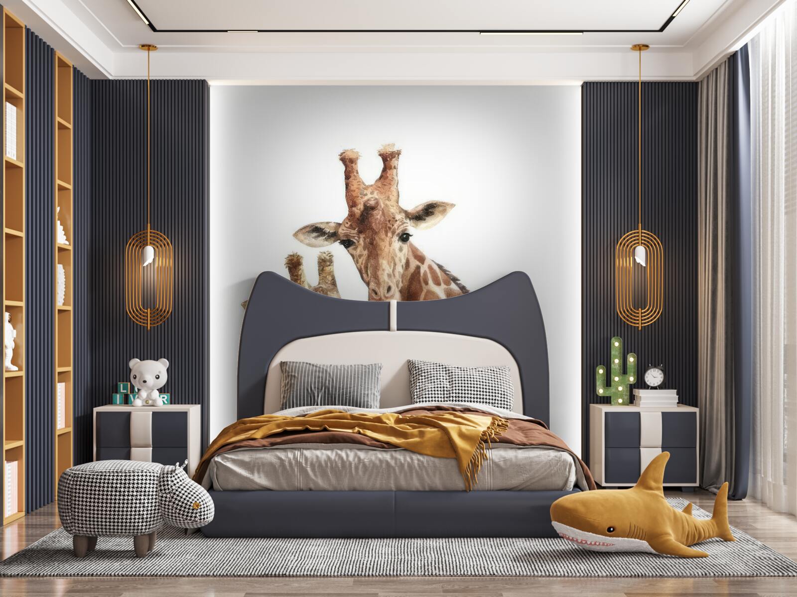 Фотошпалери сім'я жирафів