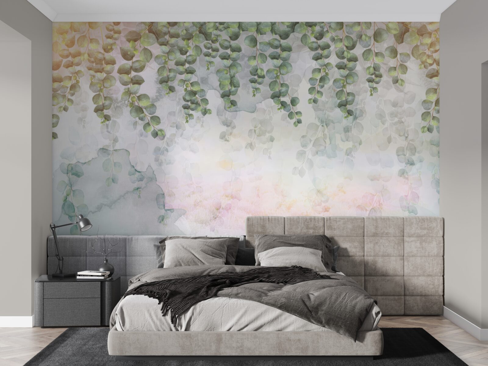 Фотошпалери звисаючі гілки з зеленим листям