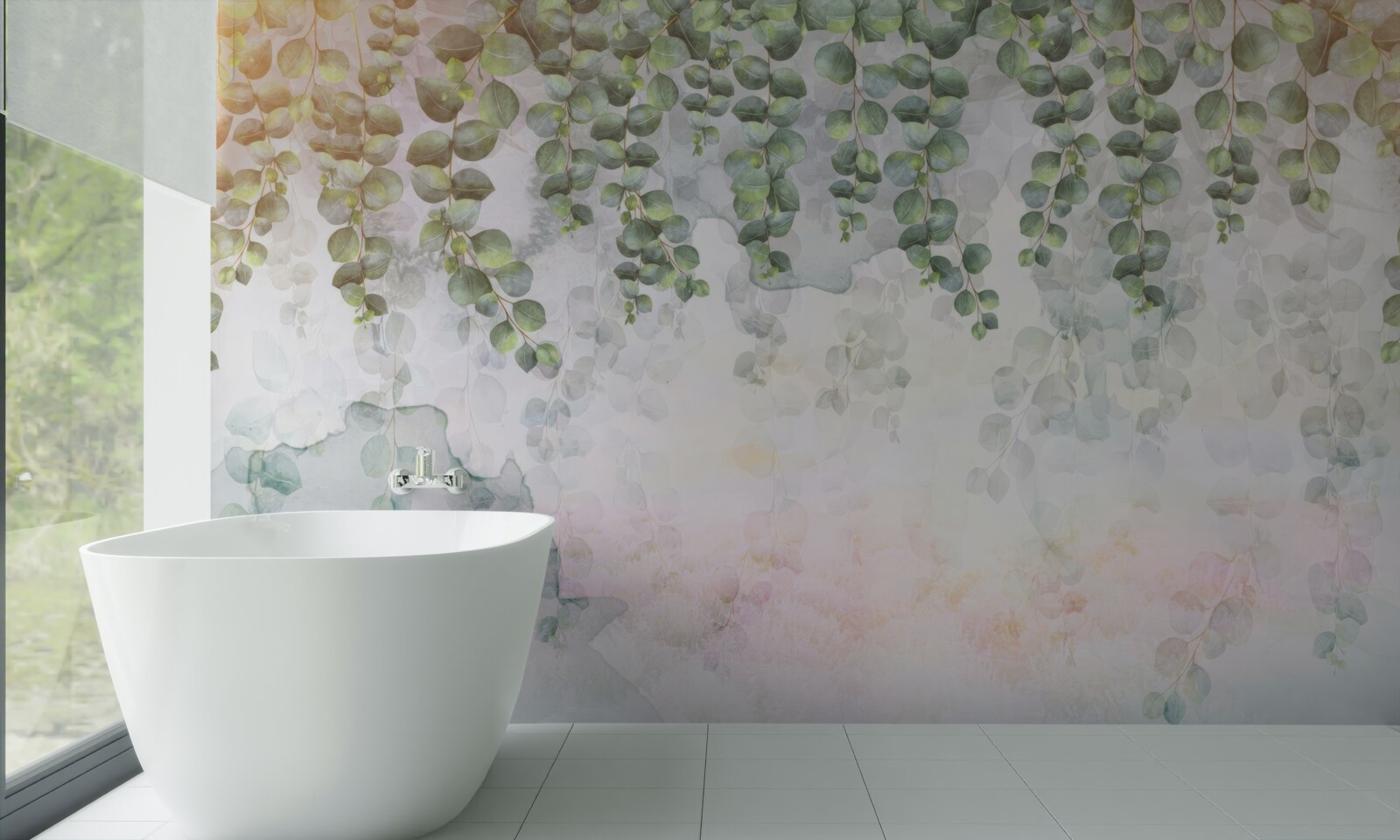 Фотошпалери звисаючі гілки з зеленим листям