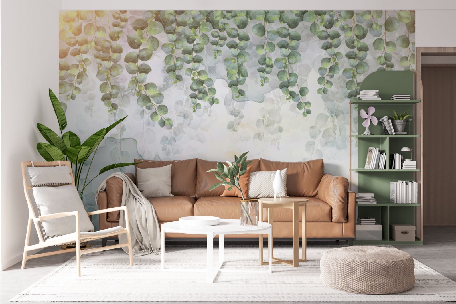 Фотошпалери звисаючі гілки з зеленим листям