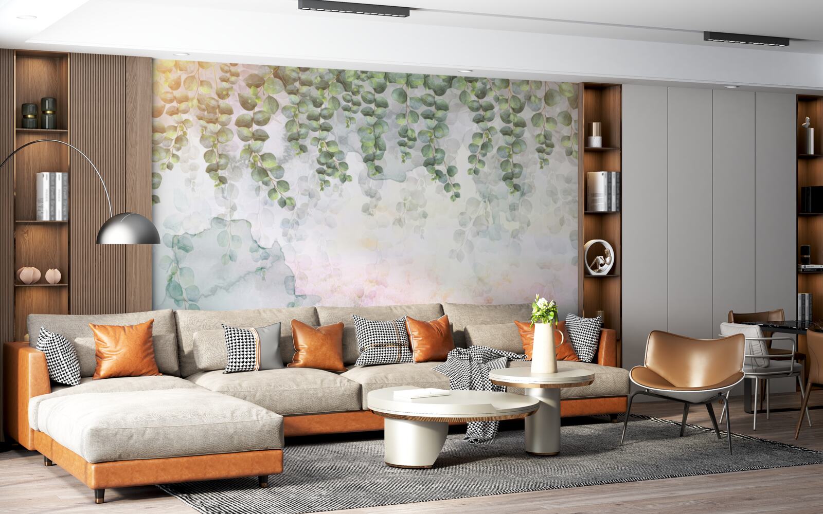 Фотошпалери звисаючі гілки з зеленим листям