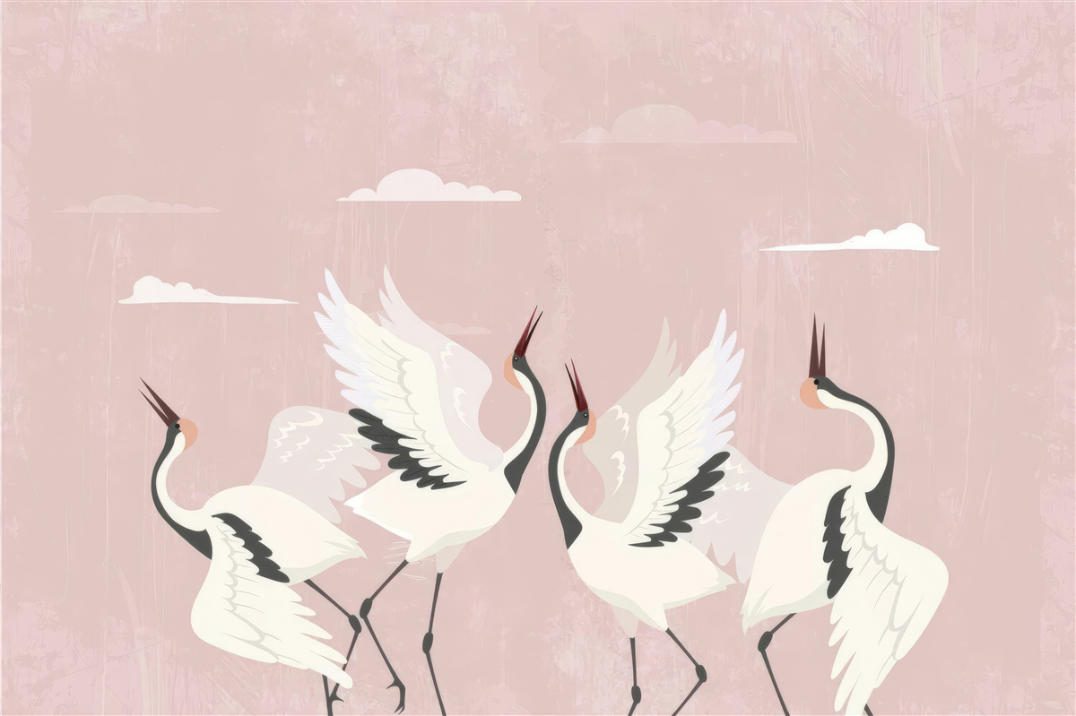 Фотошпалери лелеки витягують шиї і дивляться вгору