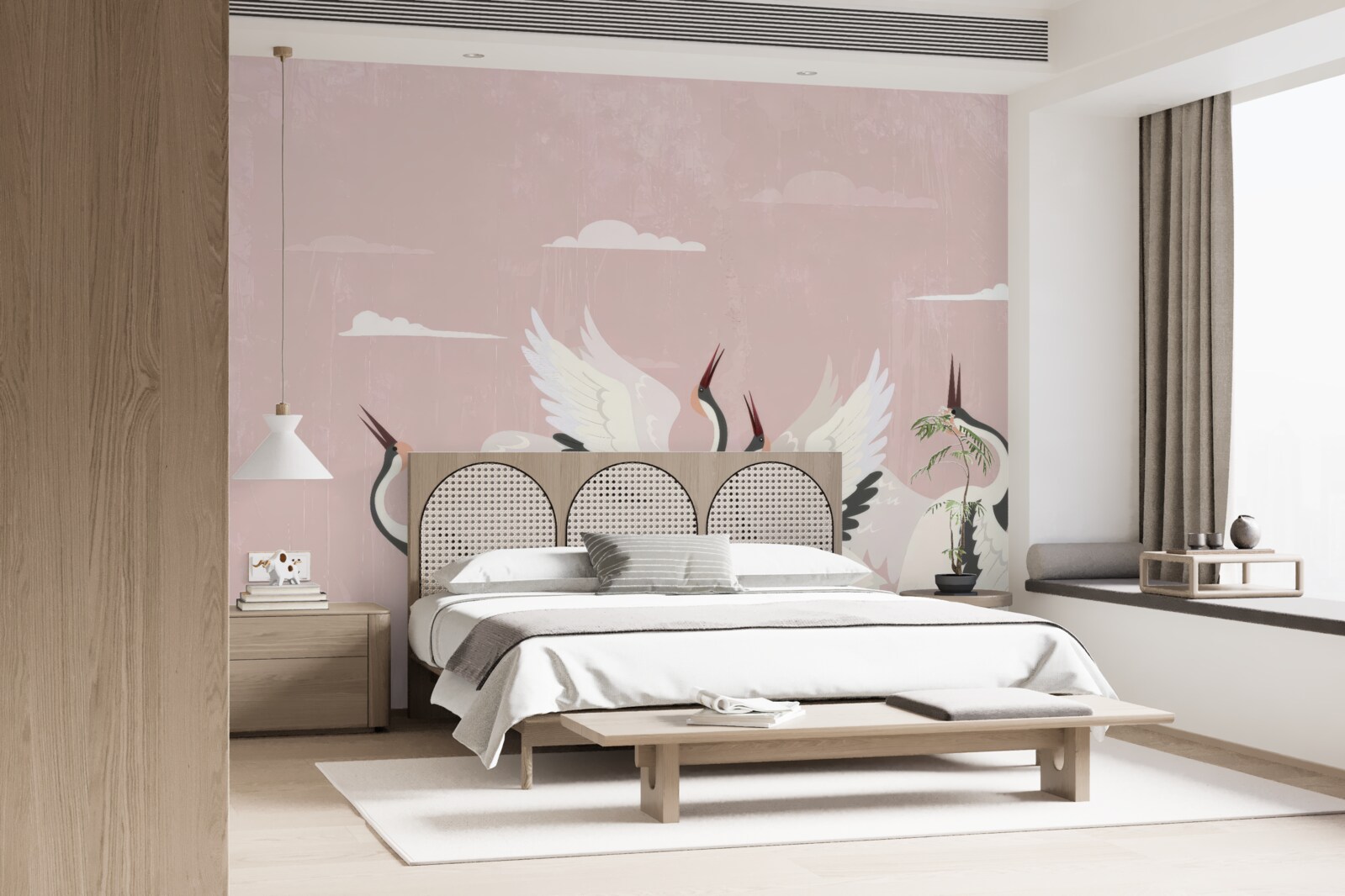 Фотошпалери лелеки витягують шиї і дивляться вгору