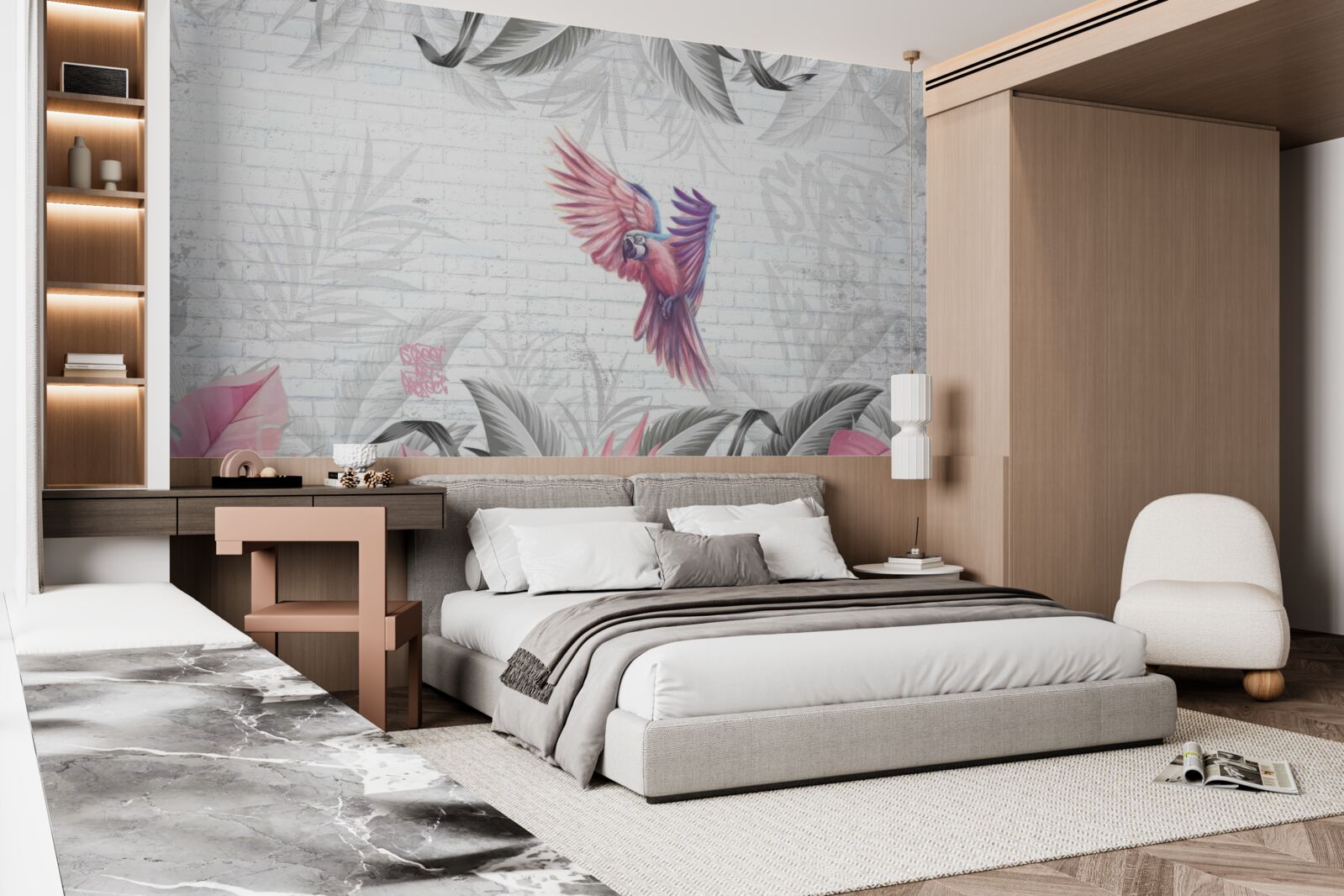 Фотошпалери рожевий папуга