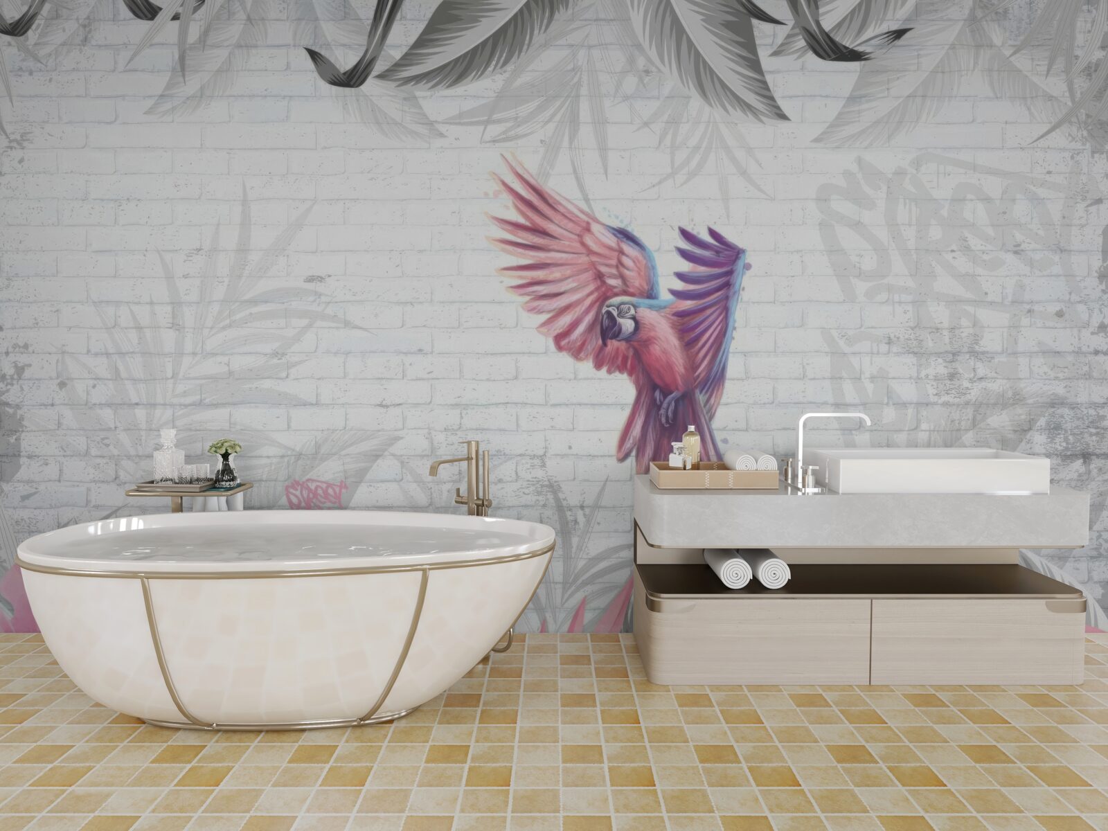 Фотошпалери рожевий папуга