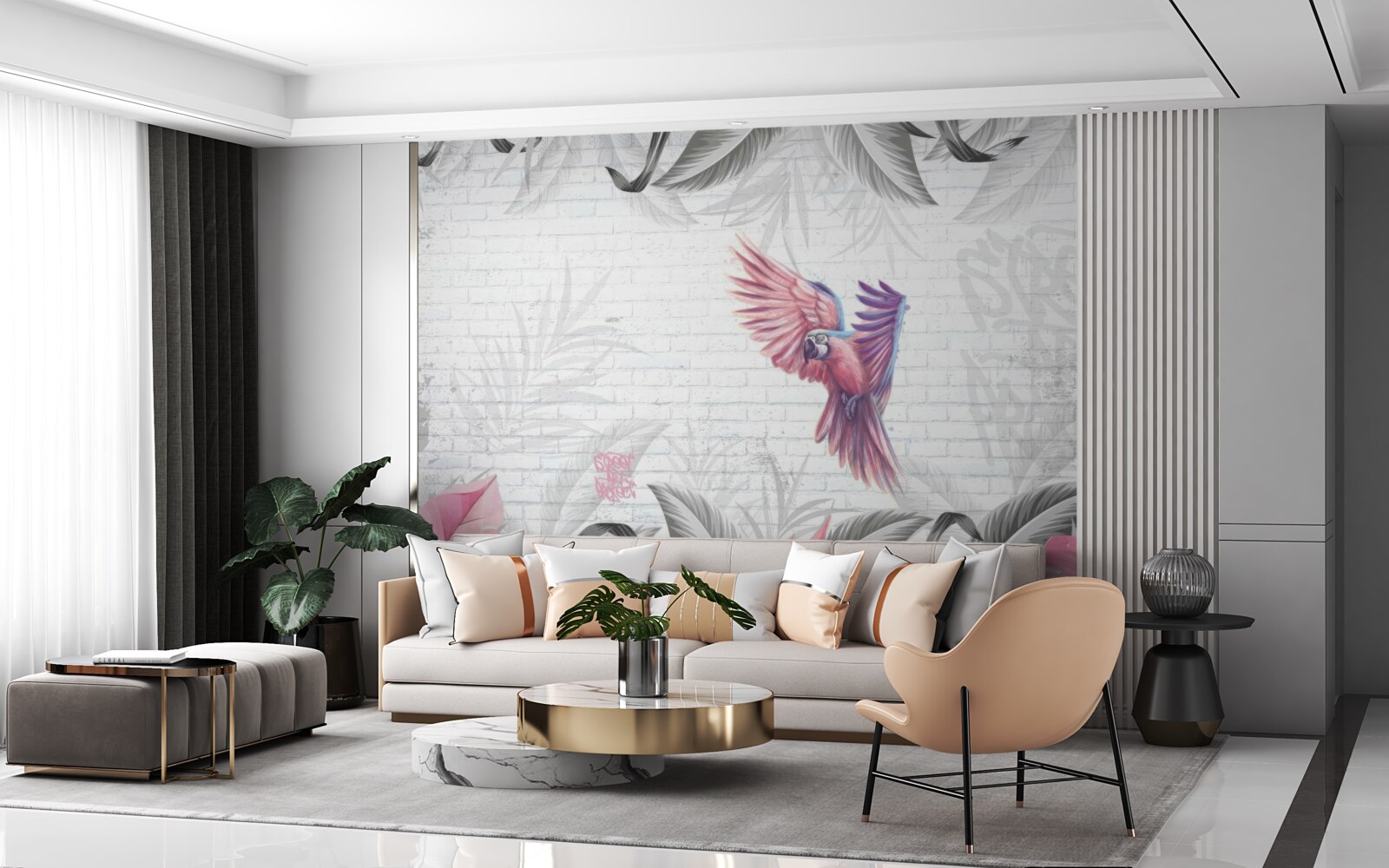 Фотошпалери рожевий папуга