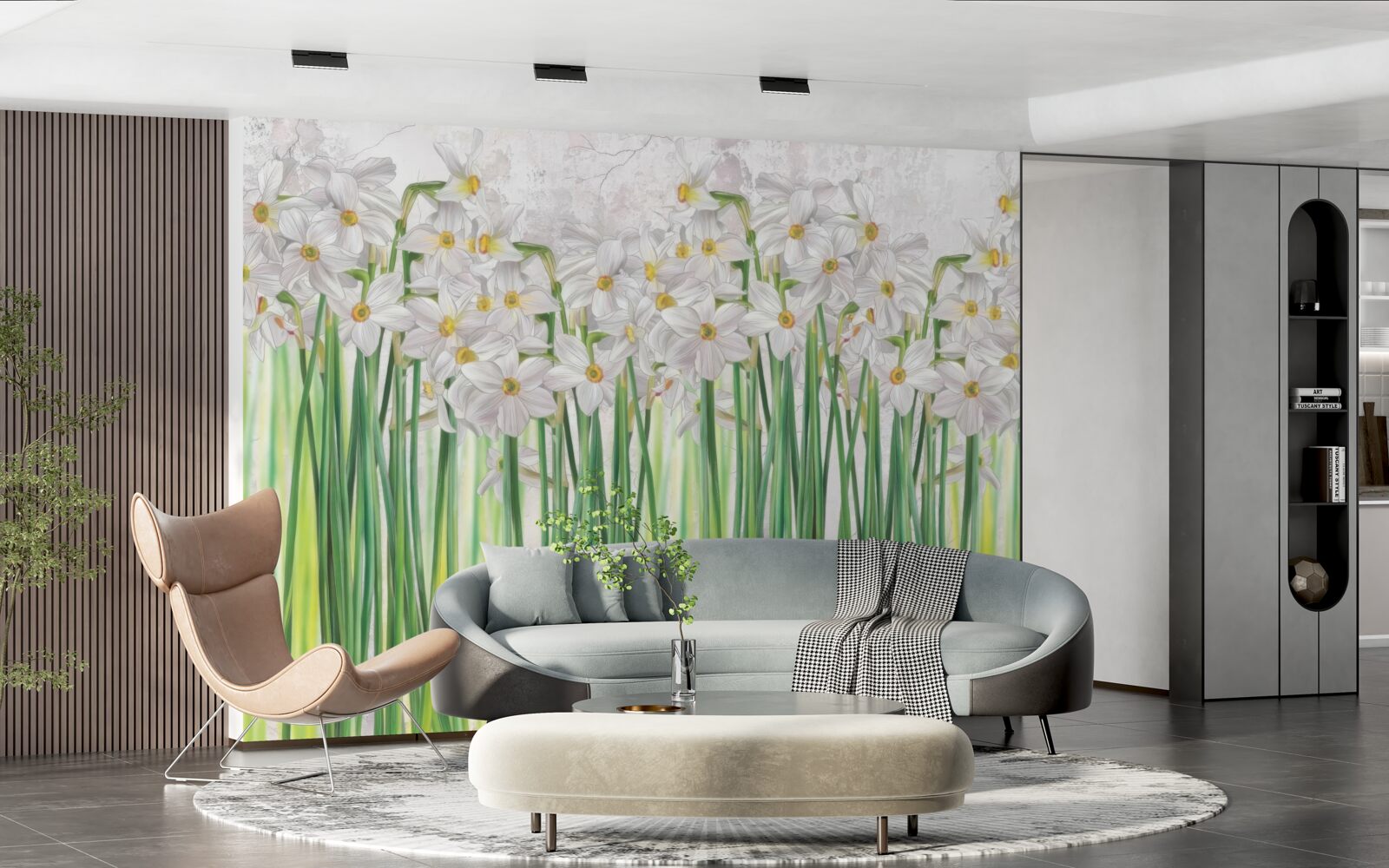 Фотошпалери Квітки нарциса білі