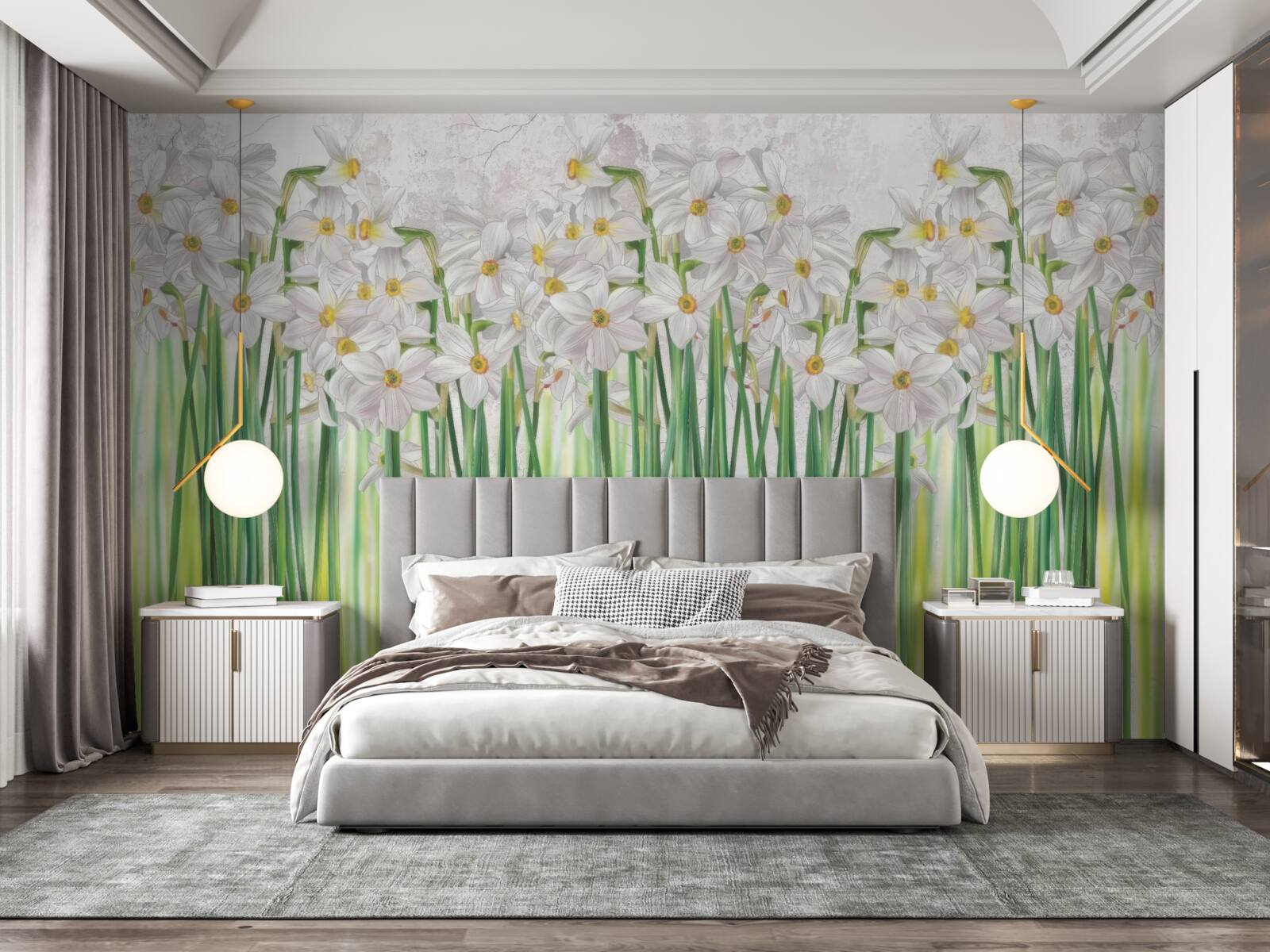 Фотошпалери Квітки нарциса білі