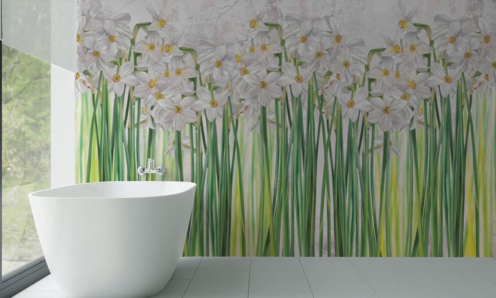 Фотошпалери Квітки нарциса білі