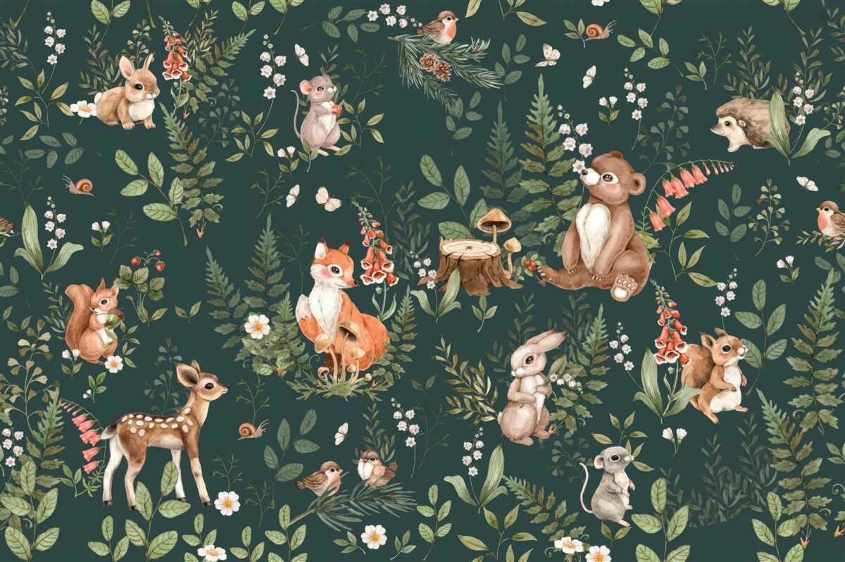 Фотошпалери серед зеленого листя живуть різні тварини