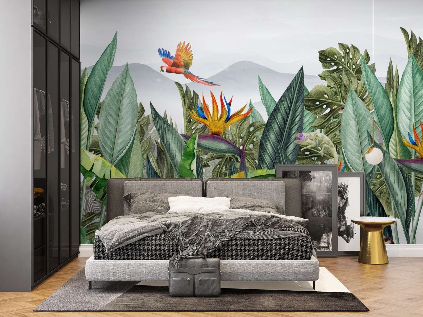 Фотошпалери різноманітна зелень з тваринами та птахами