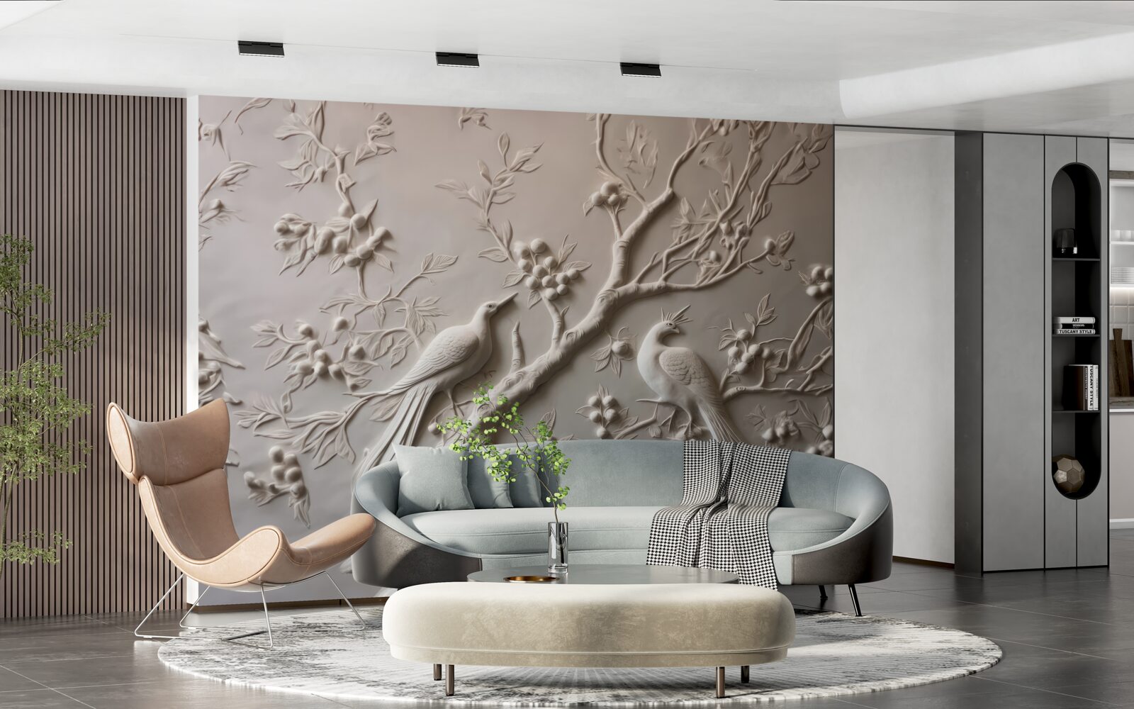 Фотошпалери пишна гілка і птах